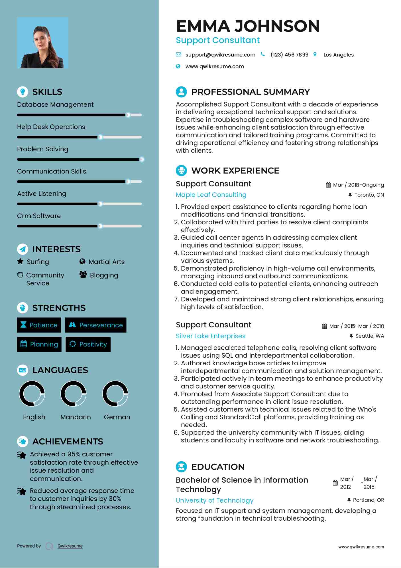 Support Consultant Resume Format