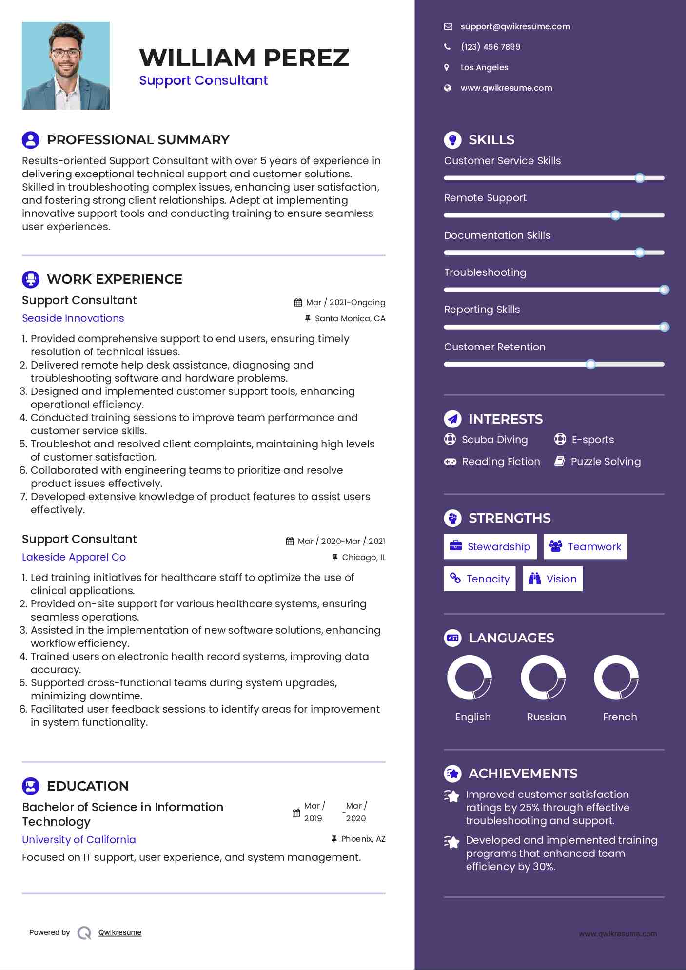 Support Consultant Resume Format