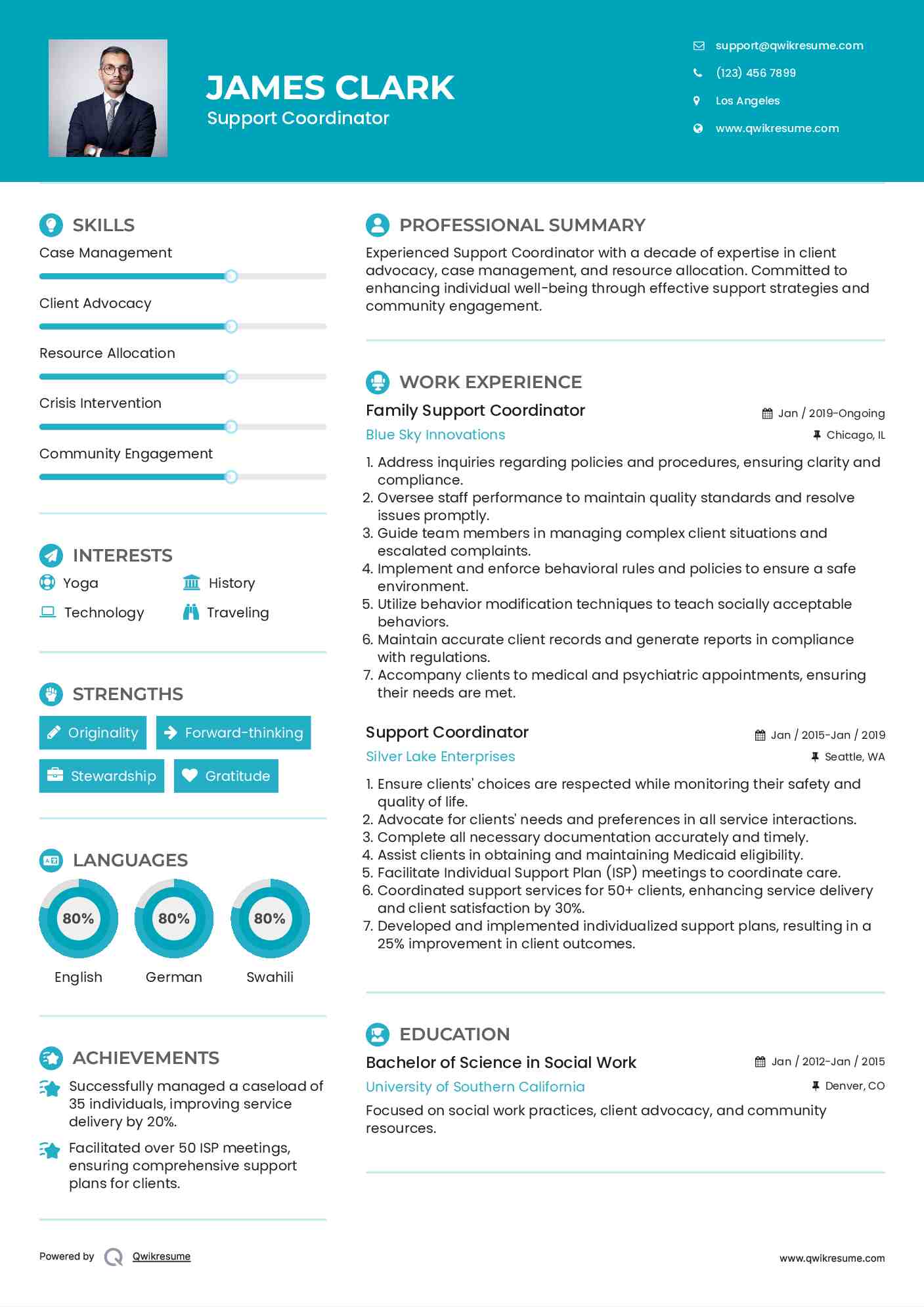 Family Support Coordinator Resume Model