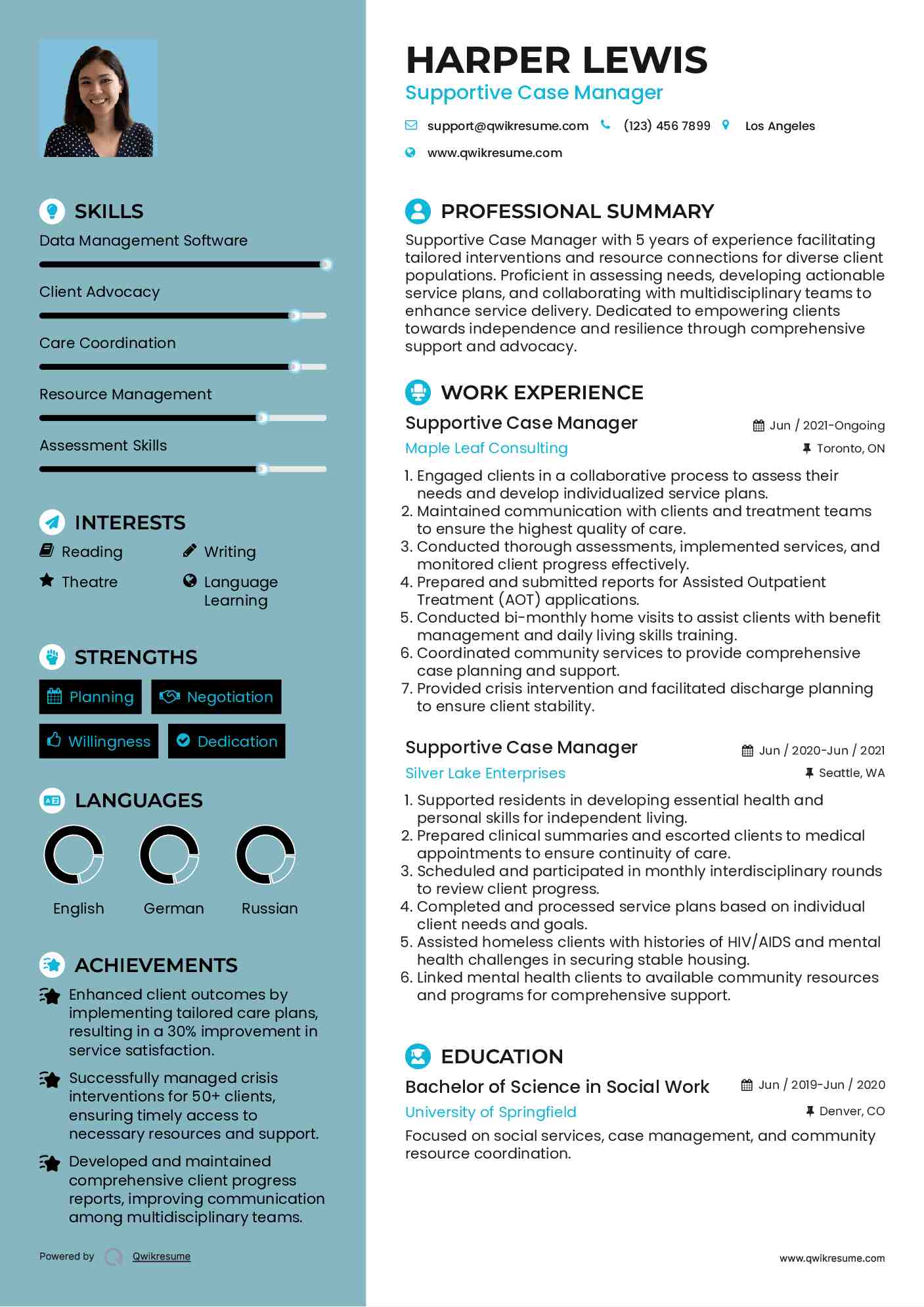 Supportive Case Manager Resume Format