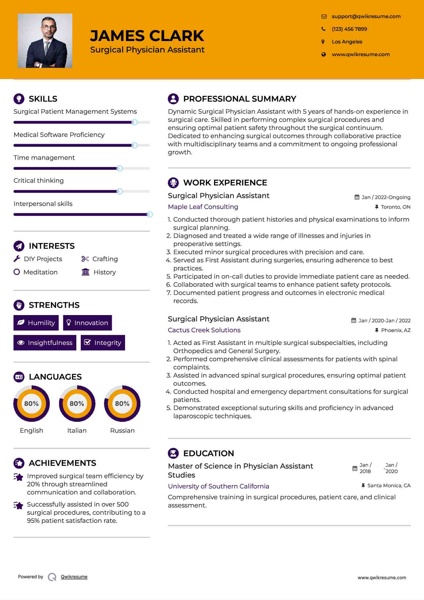 Surgical Physician Assistant Resume Example