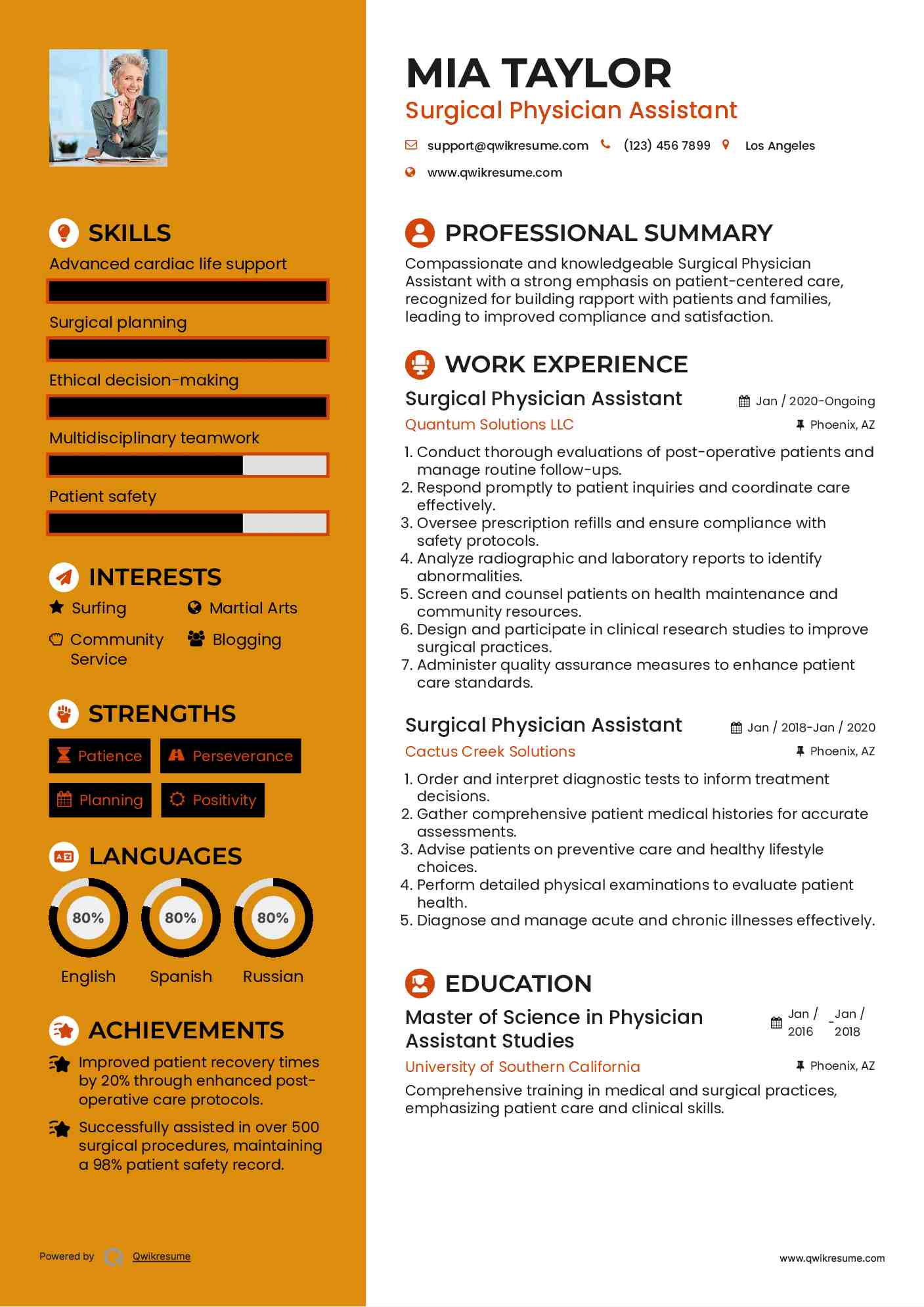 Surgical Physician Assistant Resume Model