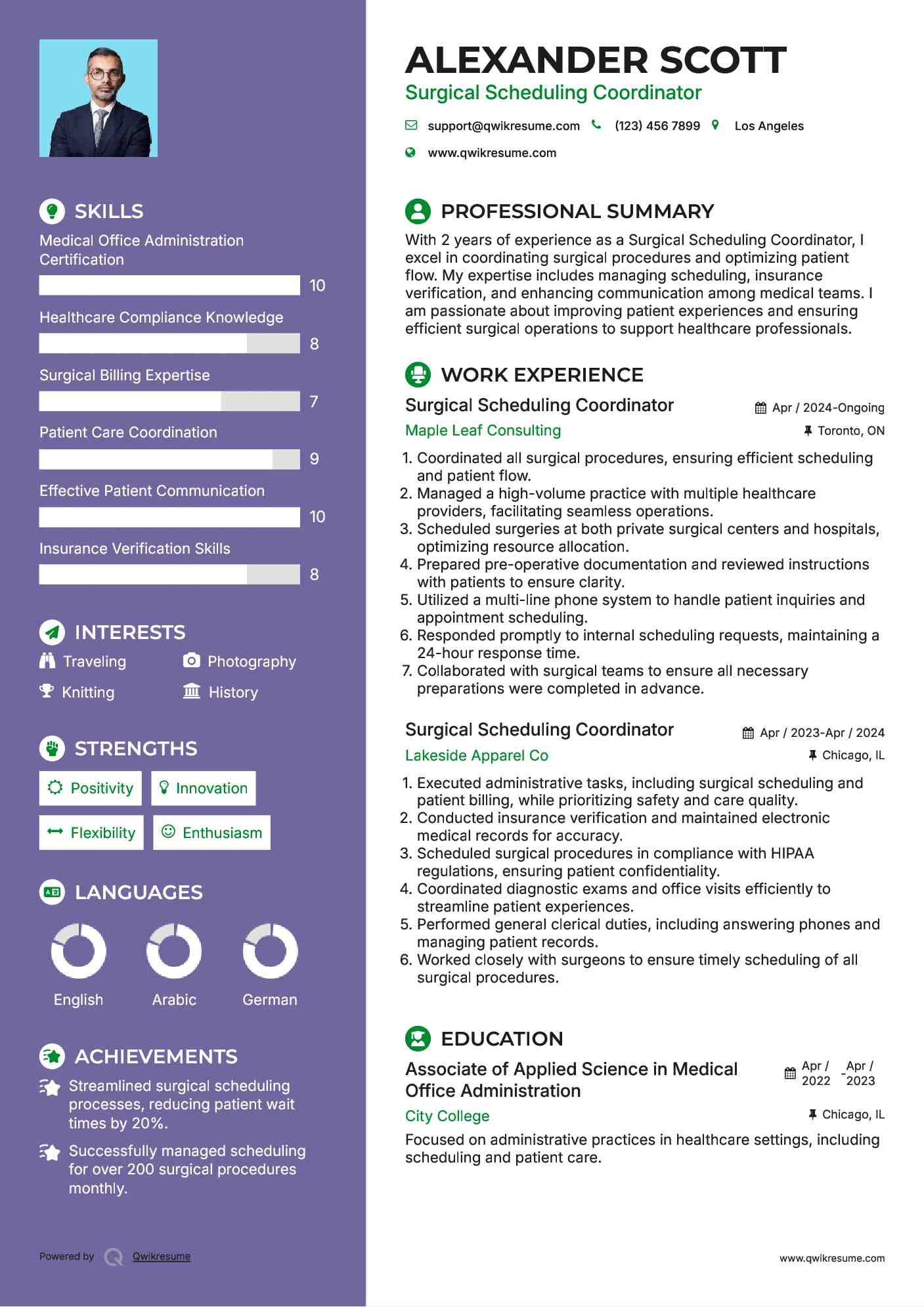 Surgical Scheduling Coordinator Resume Template