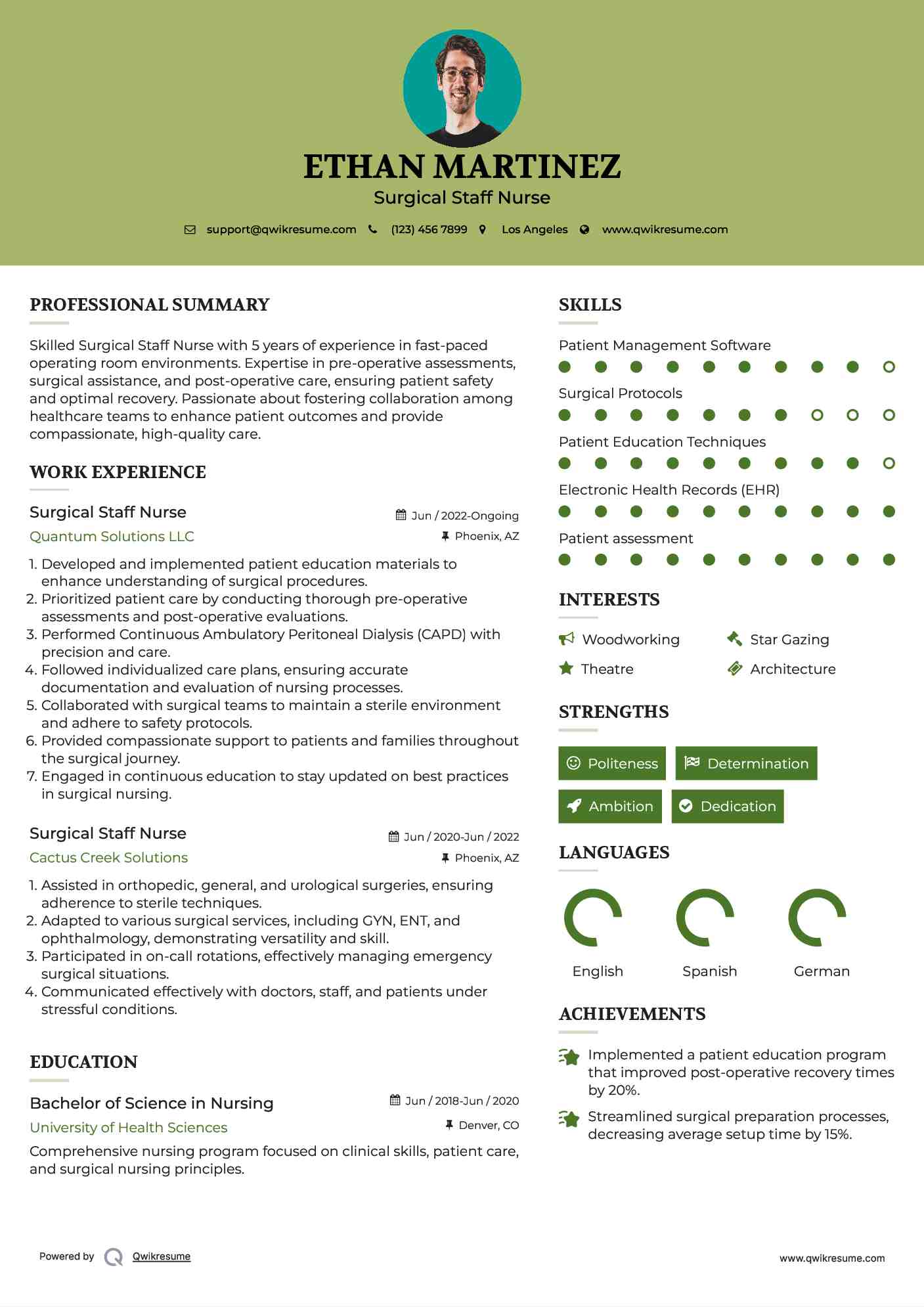 Surgical Staff Nurse Resume Example