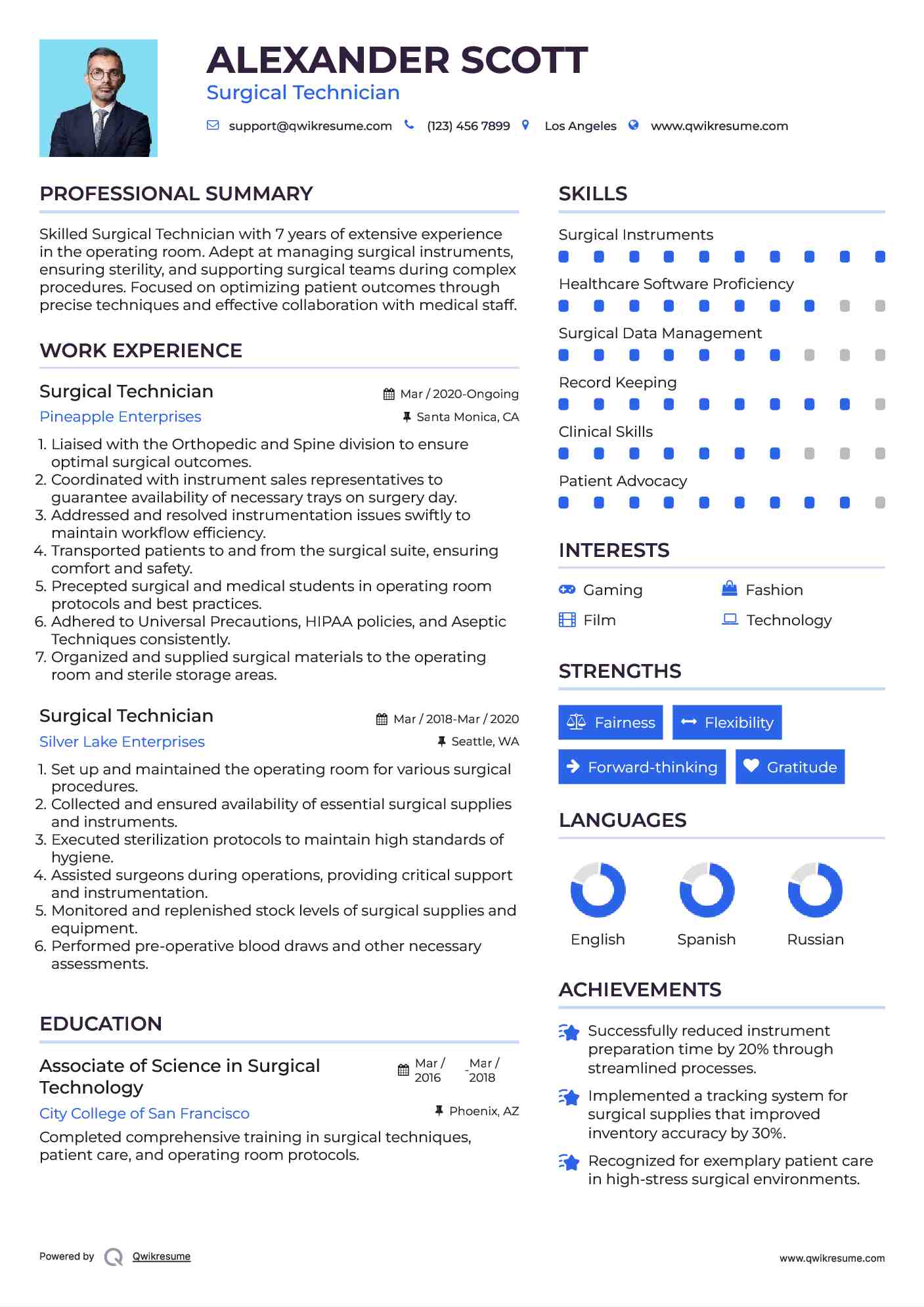 Surgical Technician Resume Sample