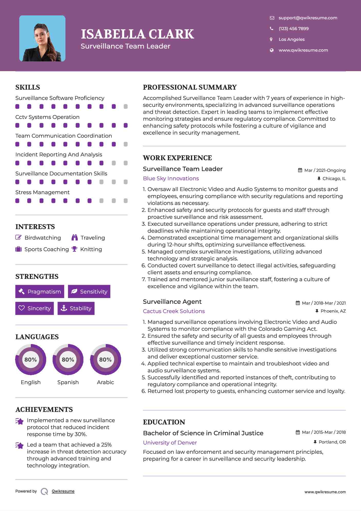 Surveillance Agent Resume Samples QwikResume