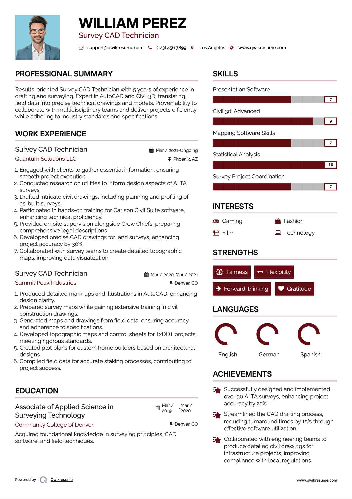 Survey CAD Technician Resume Model