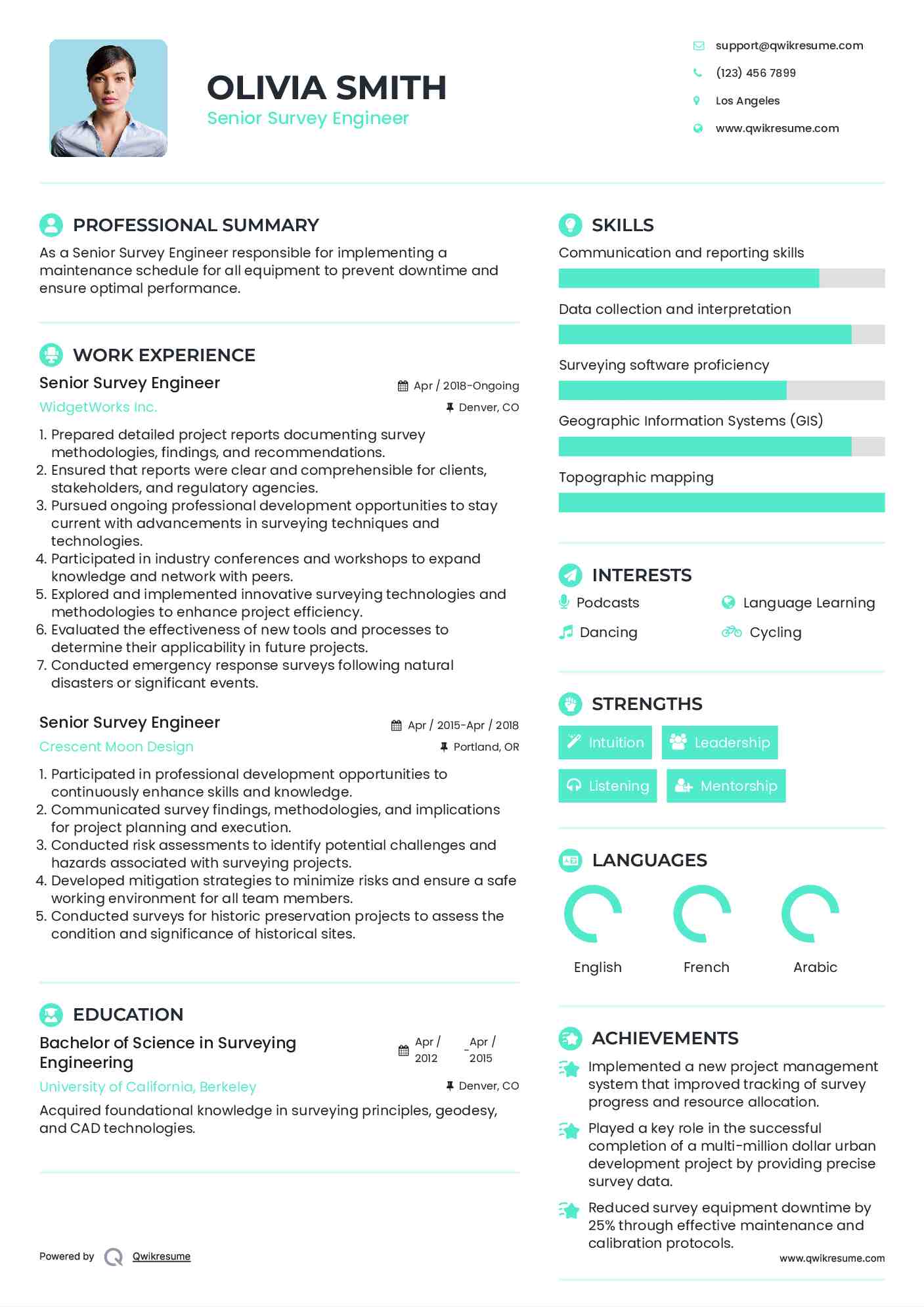 Senior Survey Engineer Resume Model