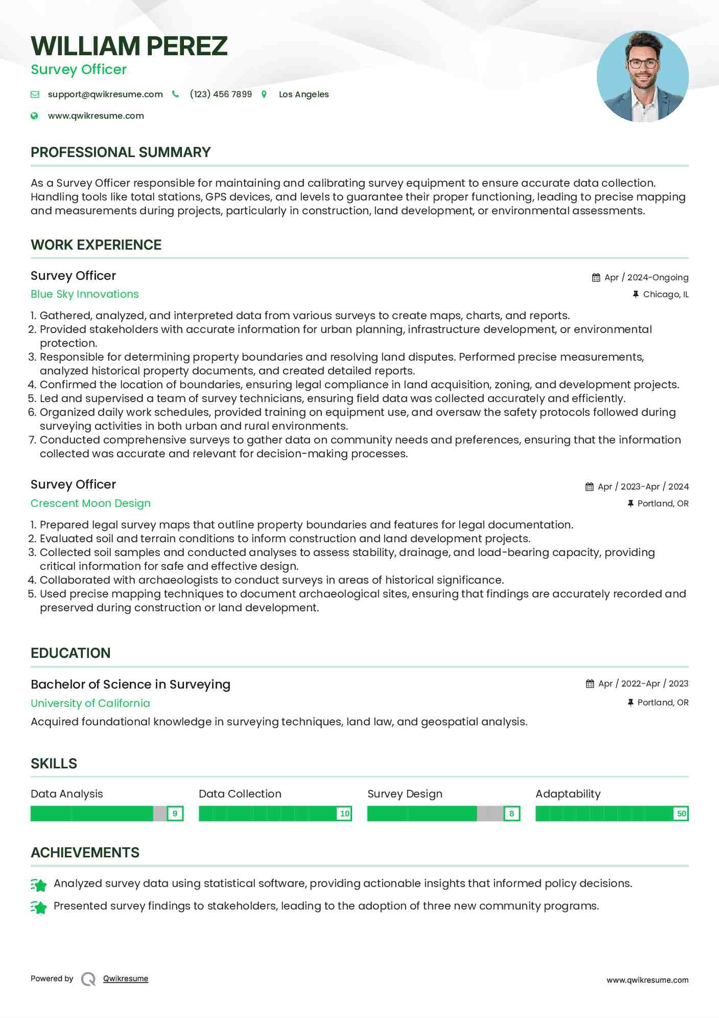  Survey Officer Resume Format