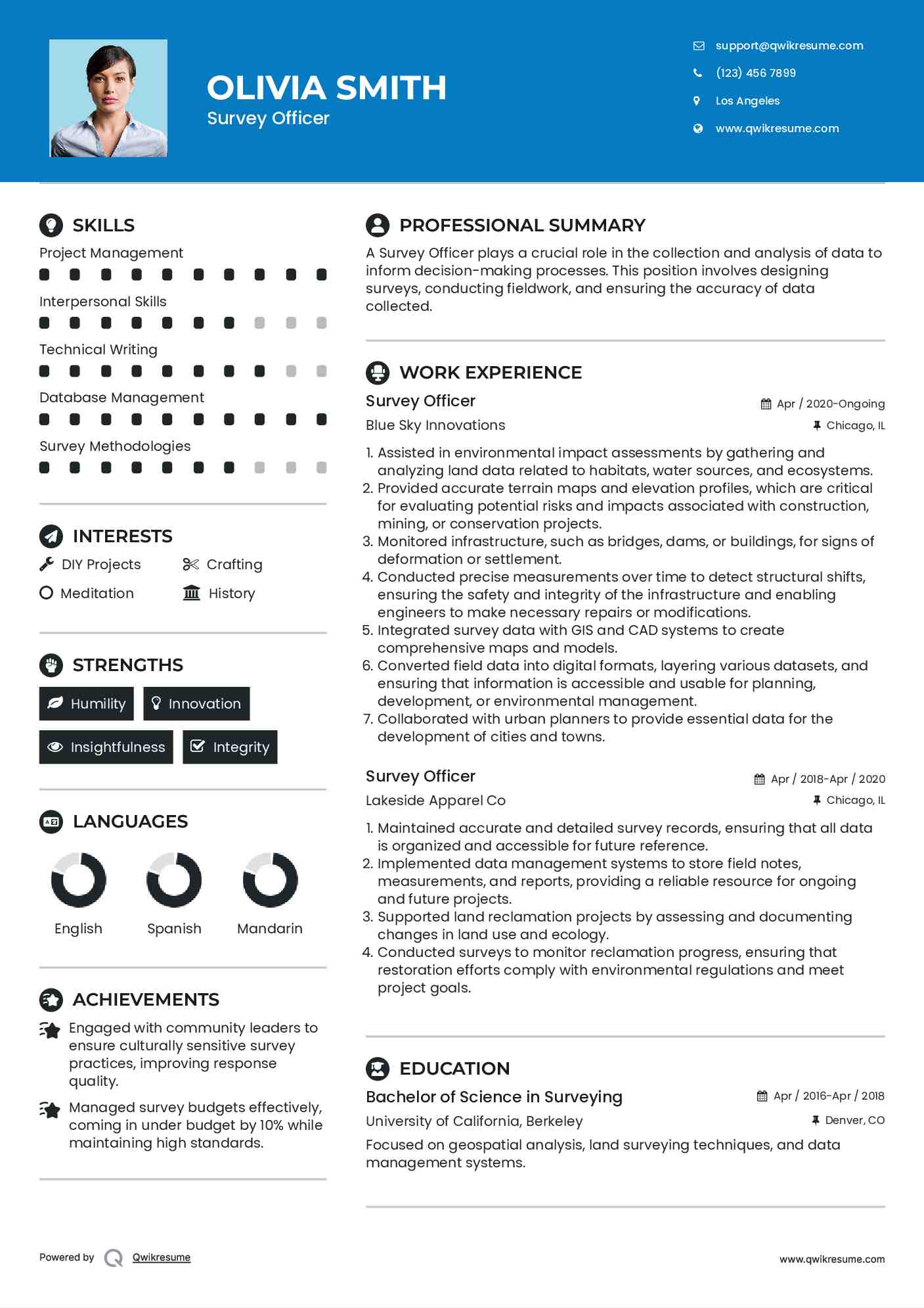 Survey Officer Resume Template