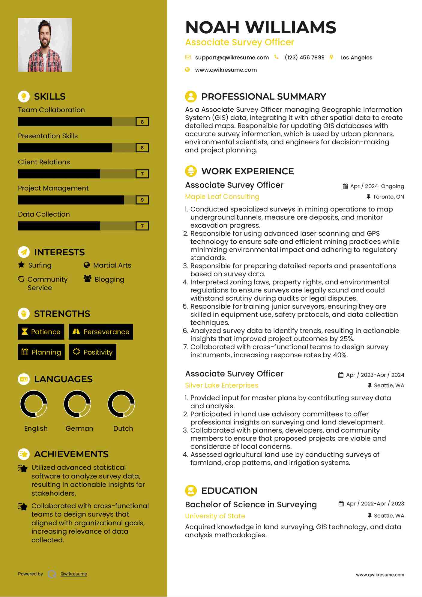 Associate Survey Officer Resume Format