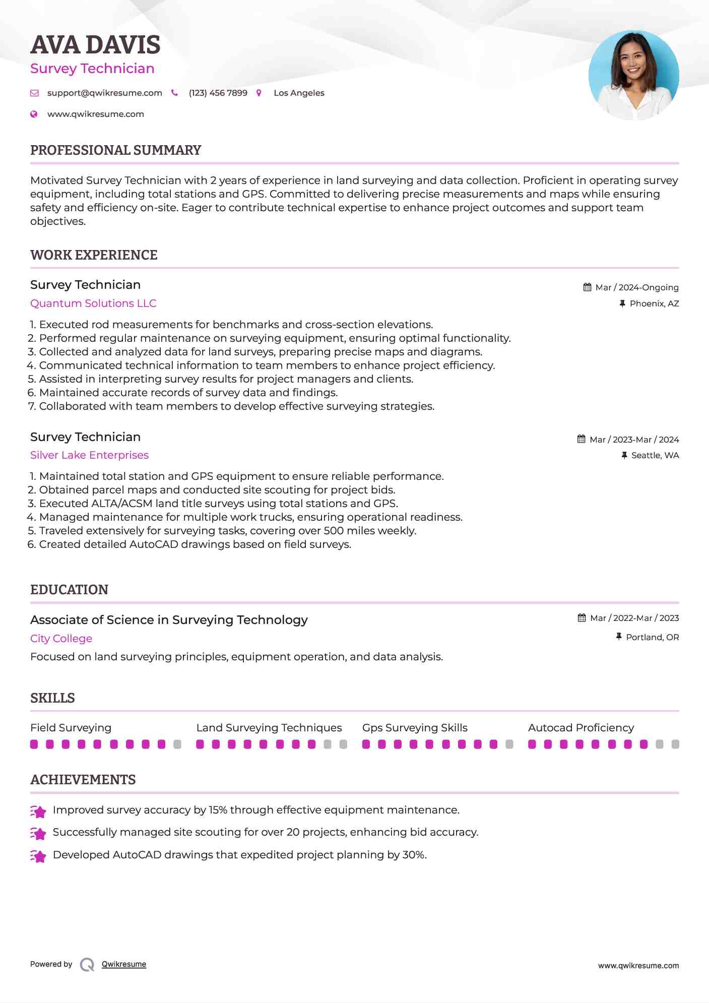 Survey Technician Resume Model