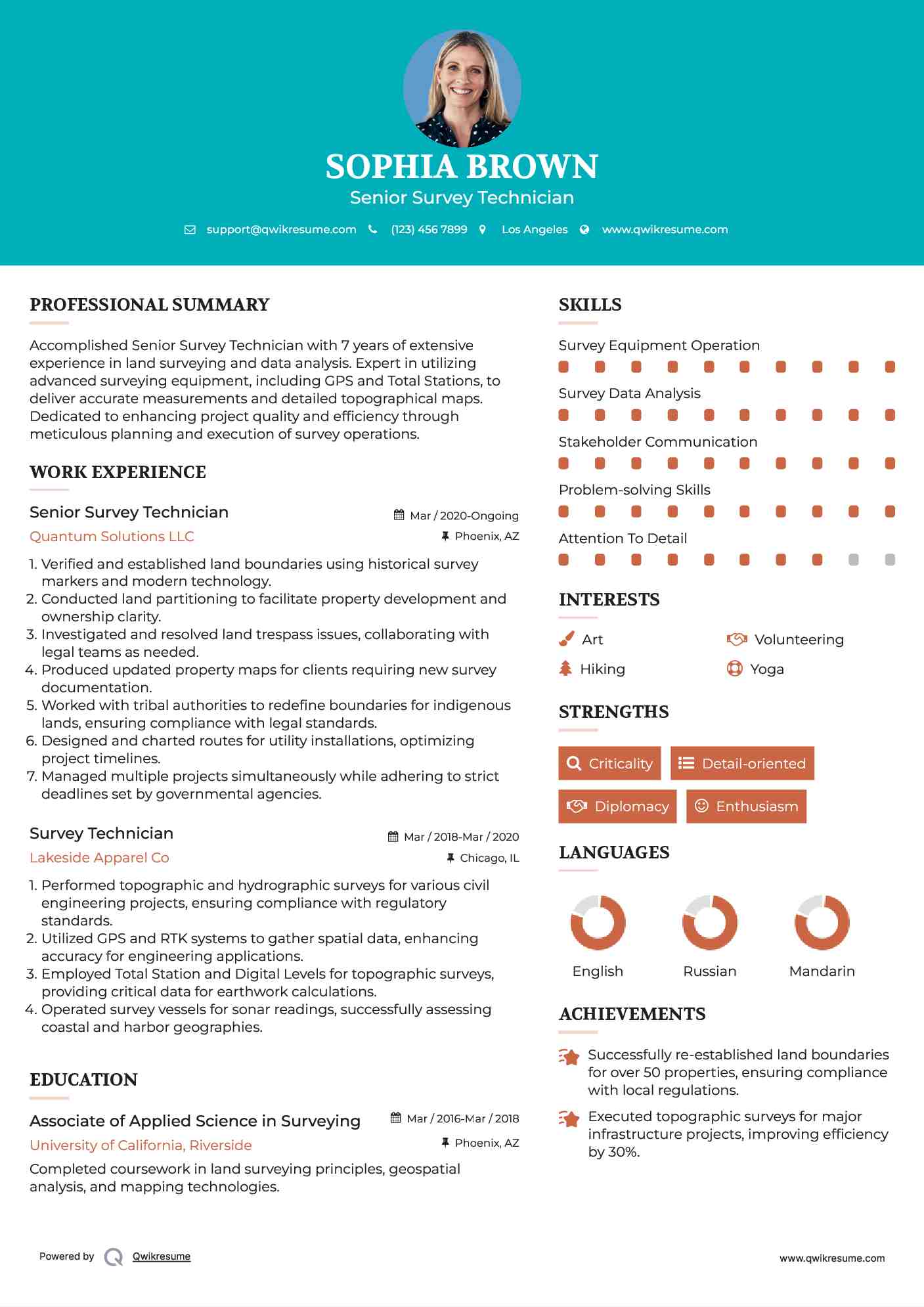 Senior Survey Technician Resume Format