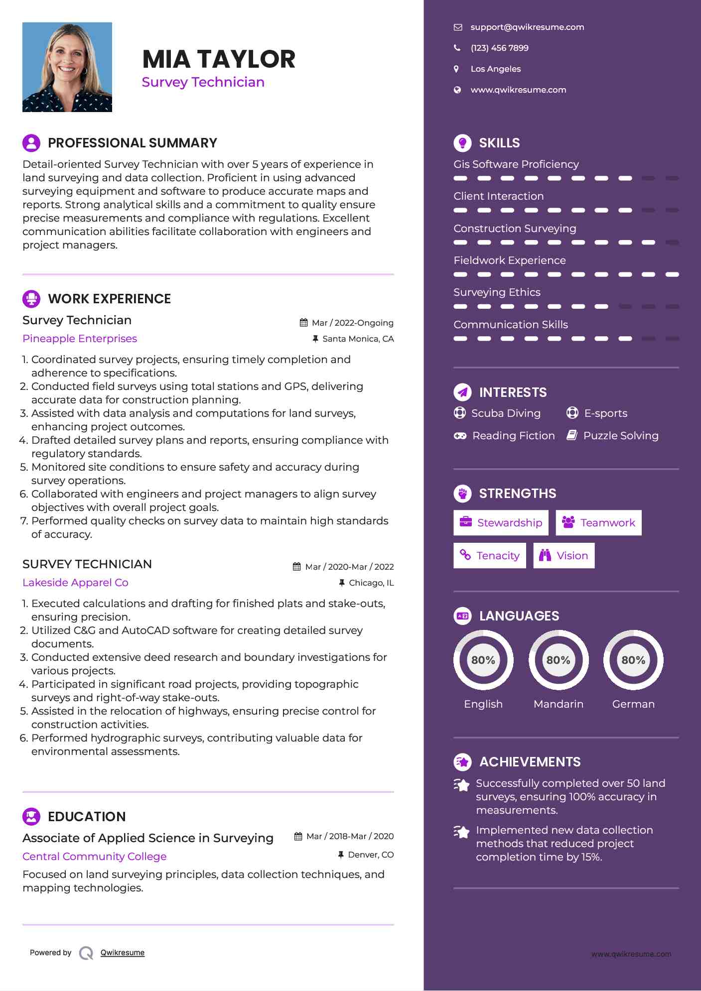 Survey Technician Resume Format