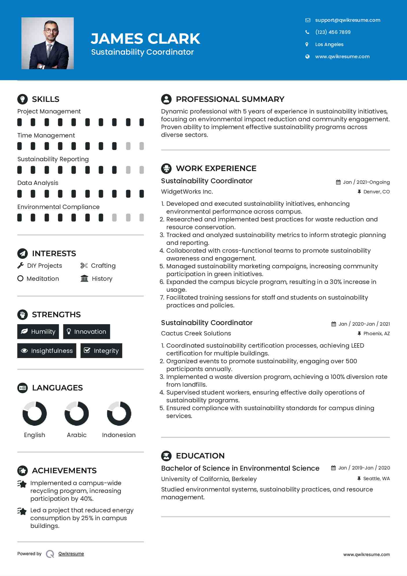 Sustainability Coordinator Resume Format