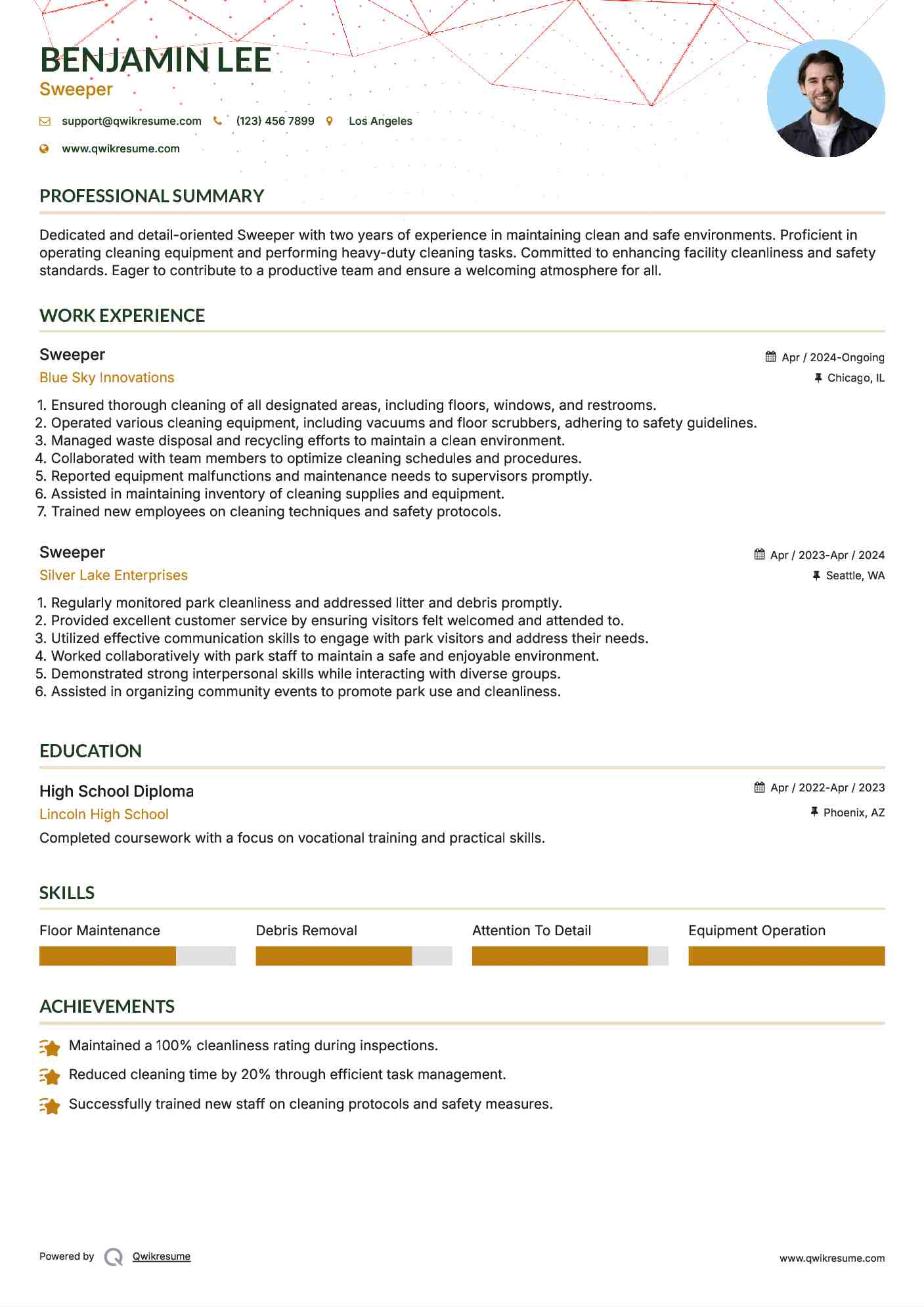 Sweeper Resume Format