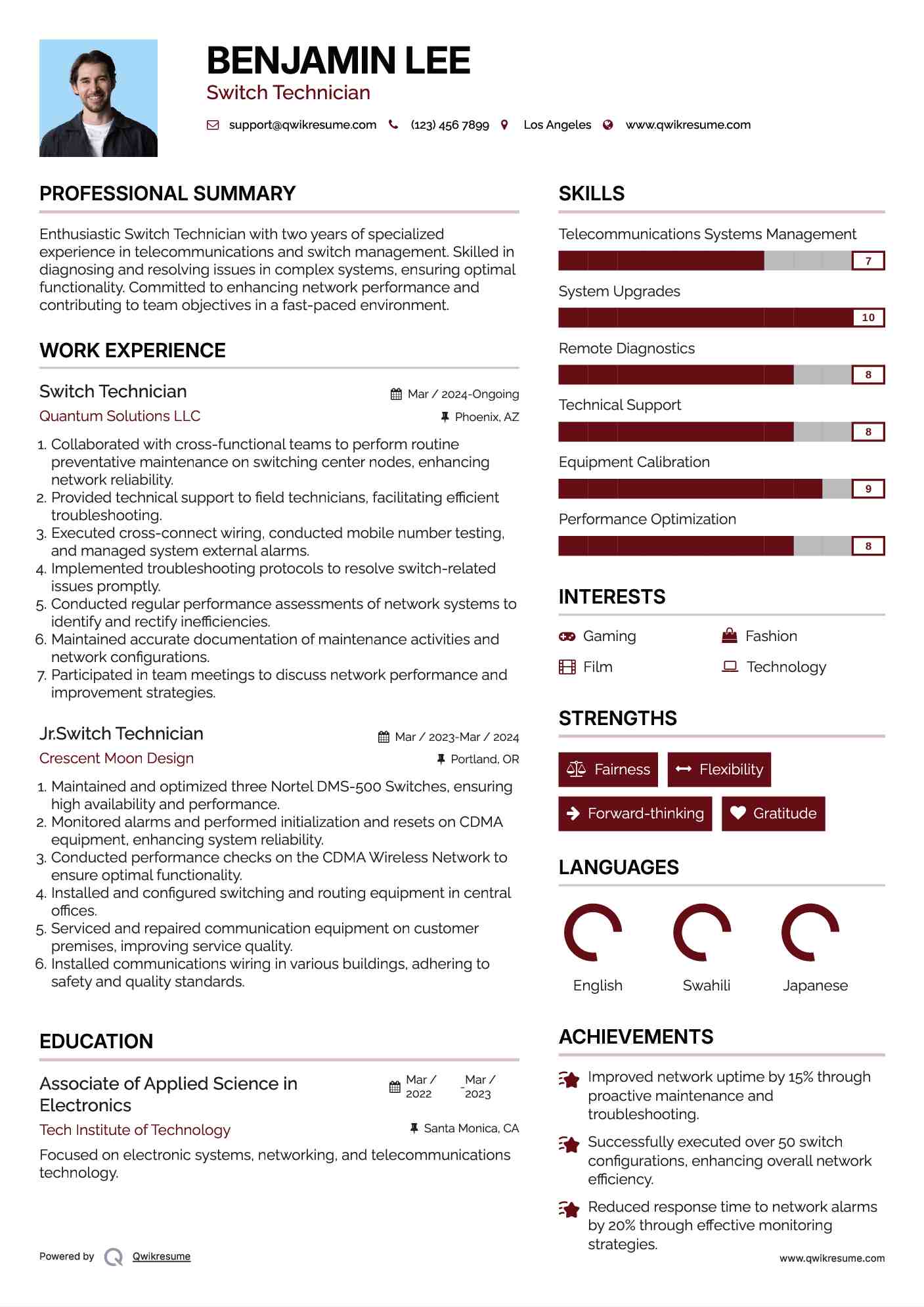 Switch Technician Resume Format