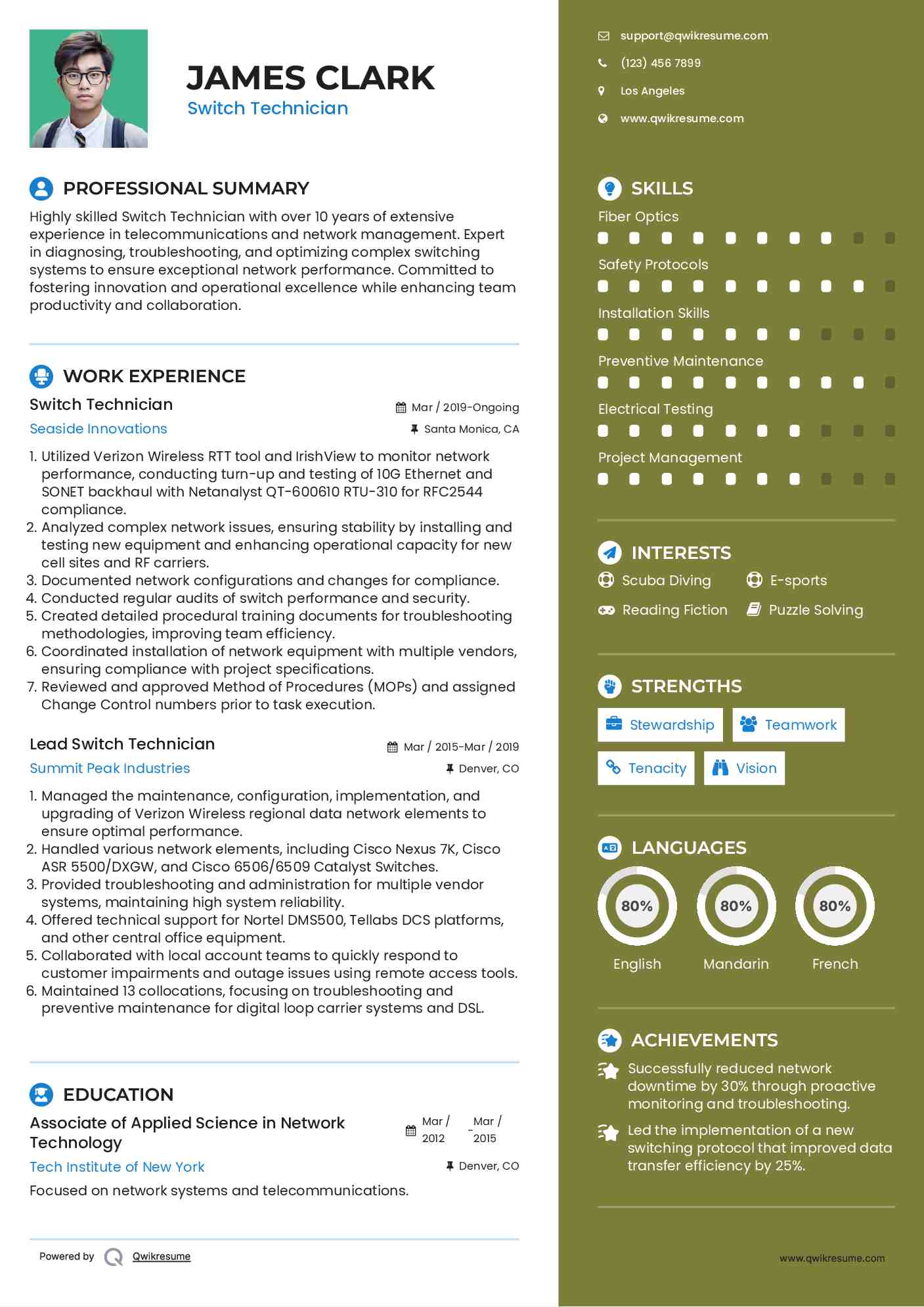 Switch Technician Resume Template