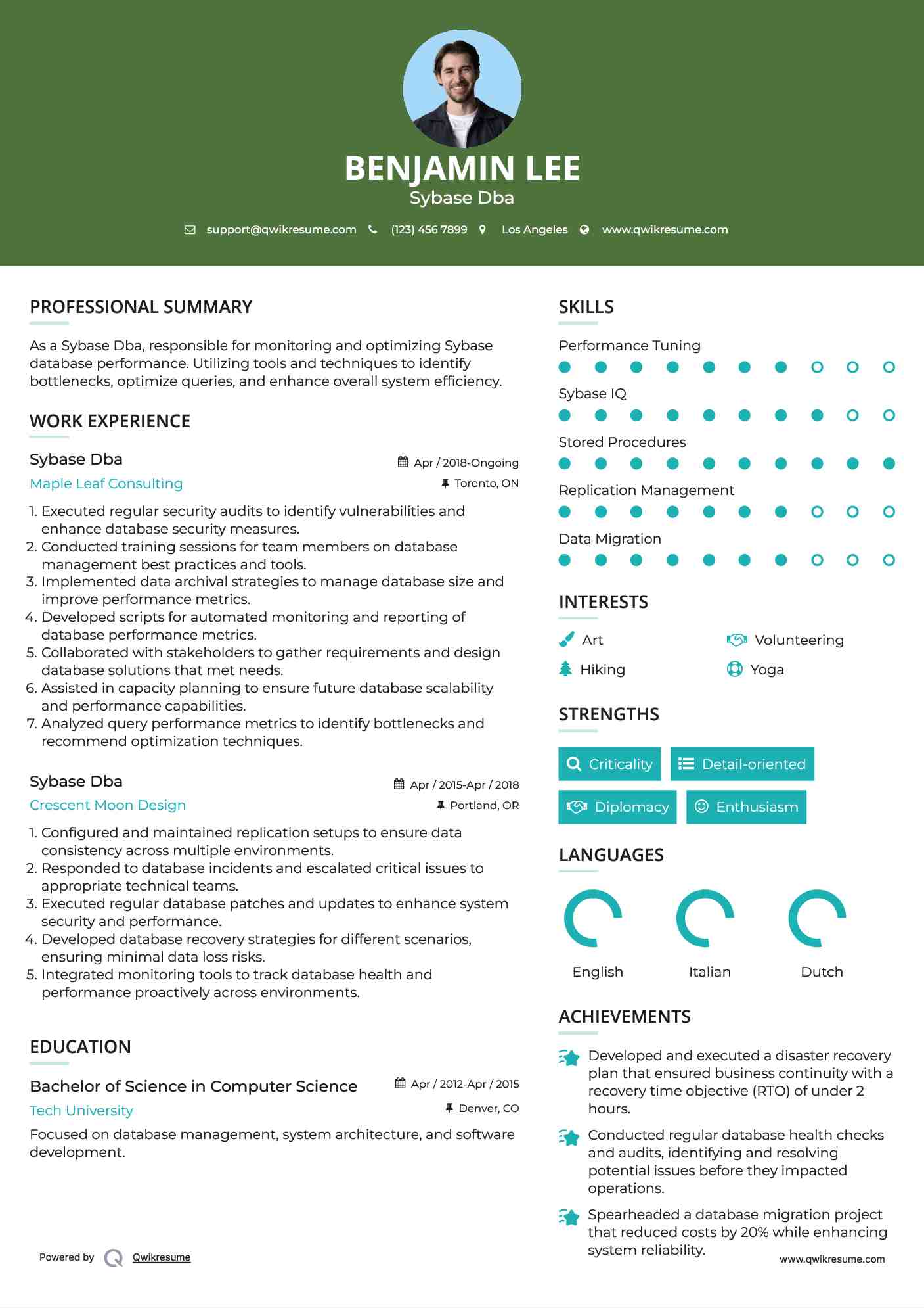 Sybase Dba Resume Format