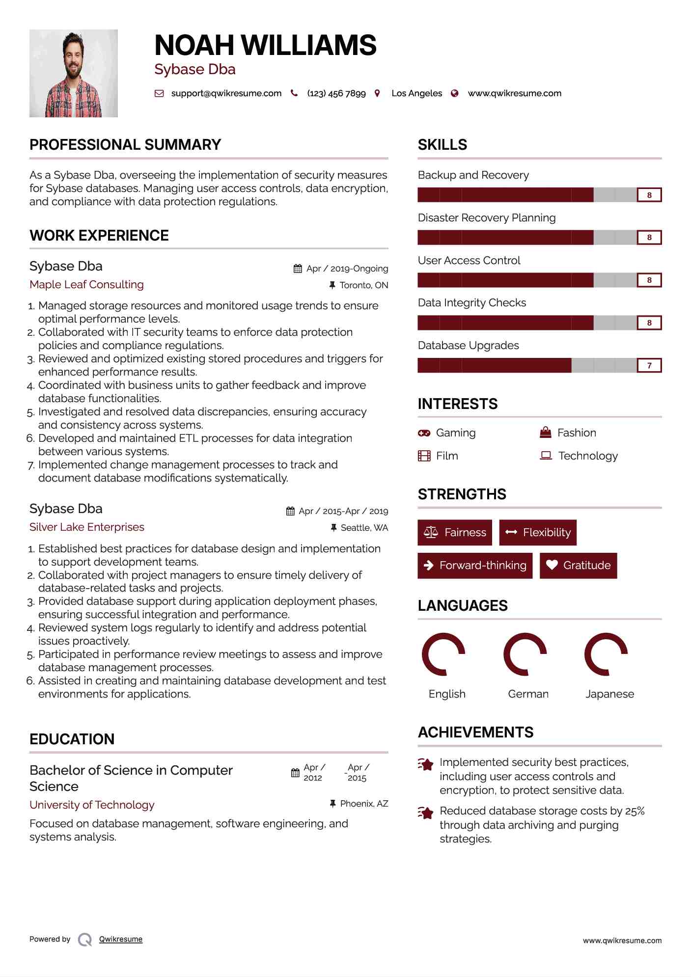 Sybase Dba Resume Template