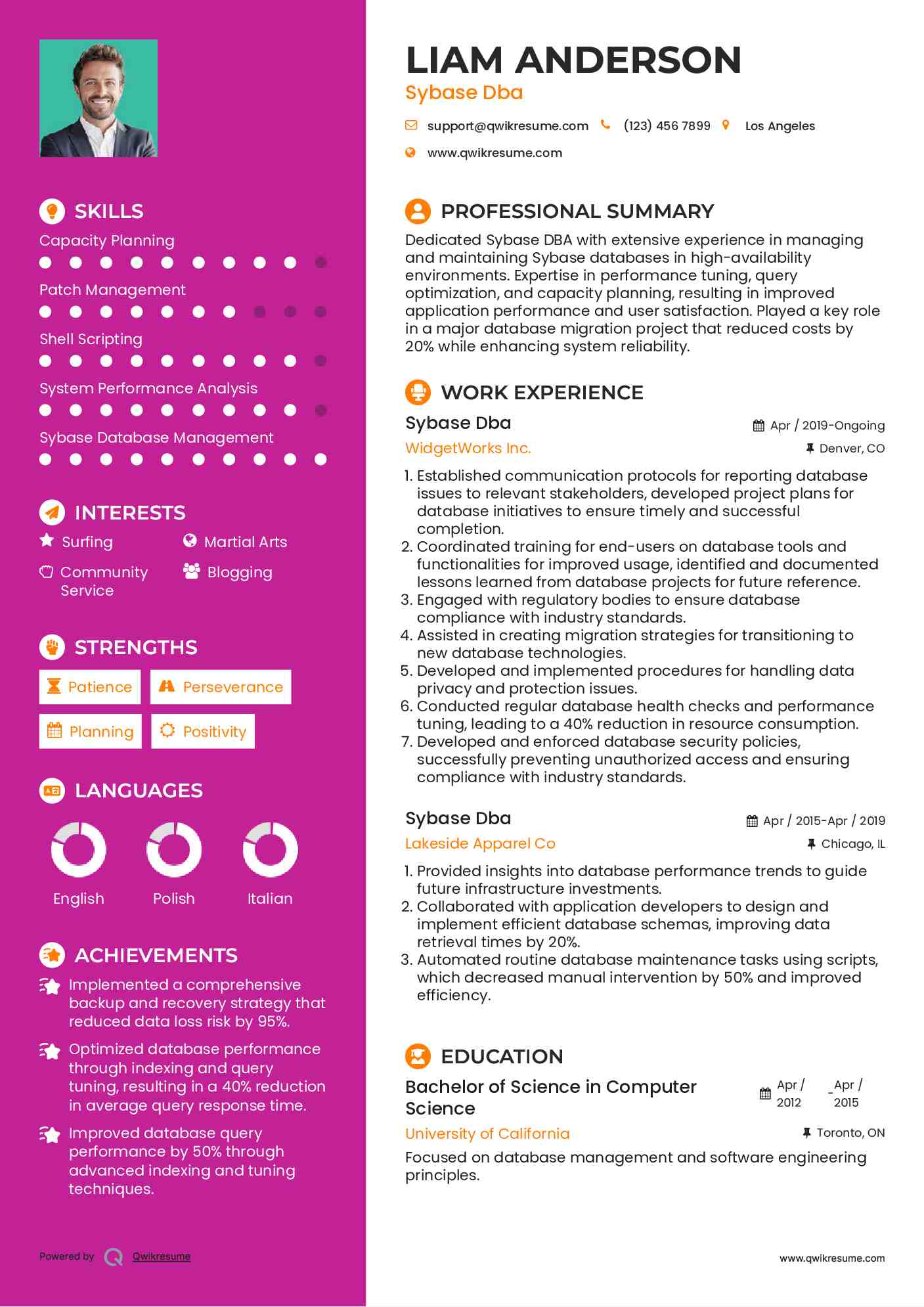 Sybase Dba Resume Format