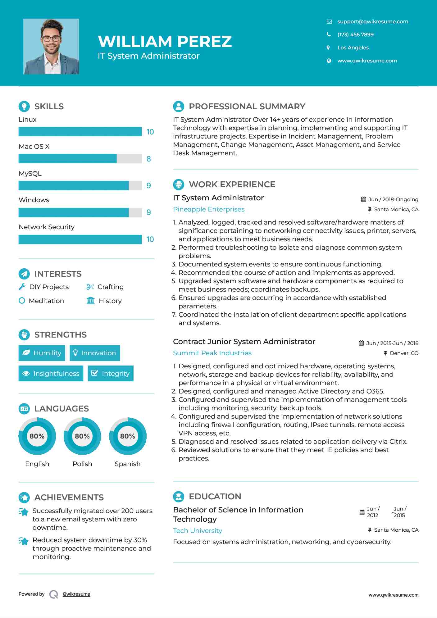 IT System Administrator Resume Format