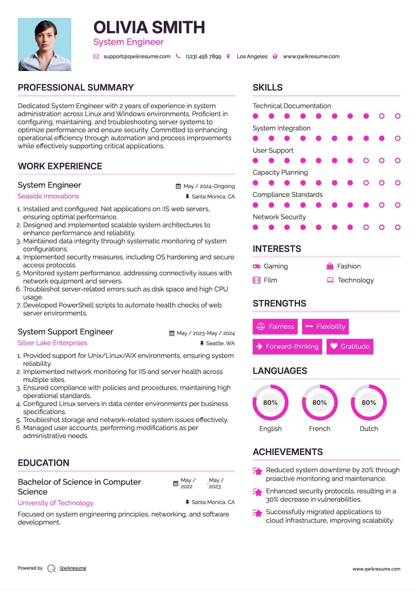 System Engineer Resume Model