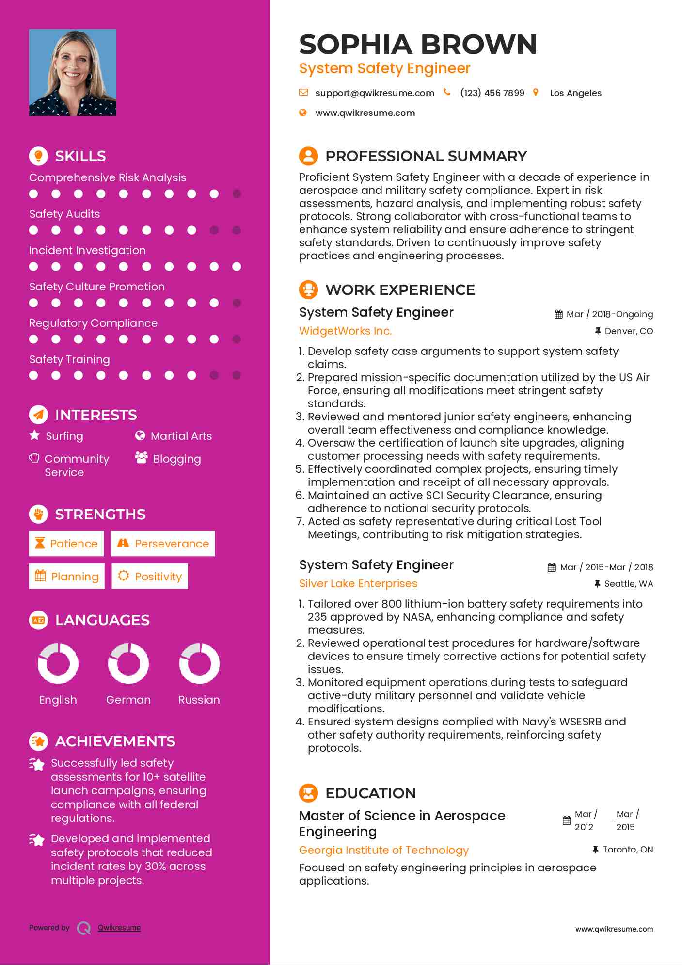 System Safety Engineer Resume Template