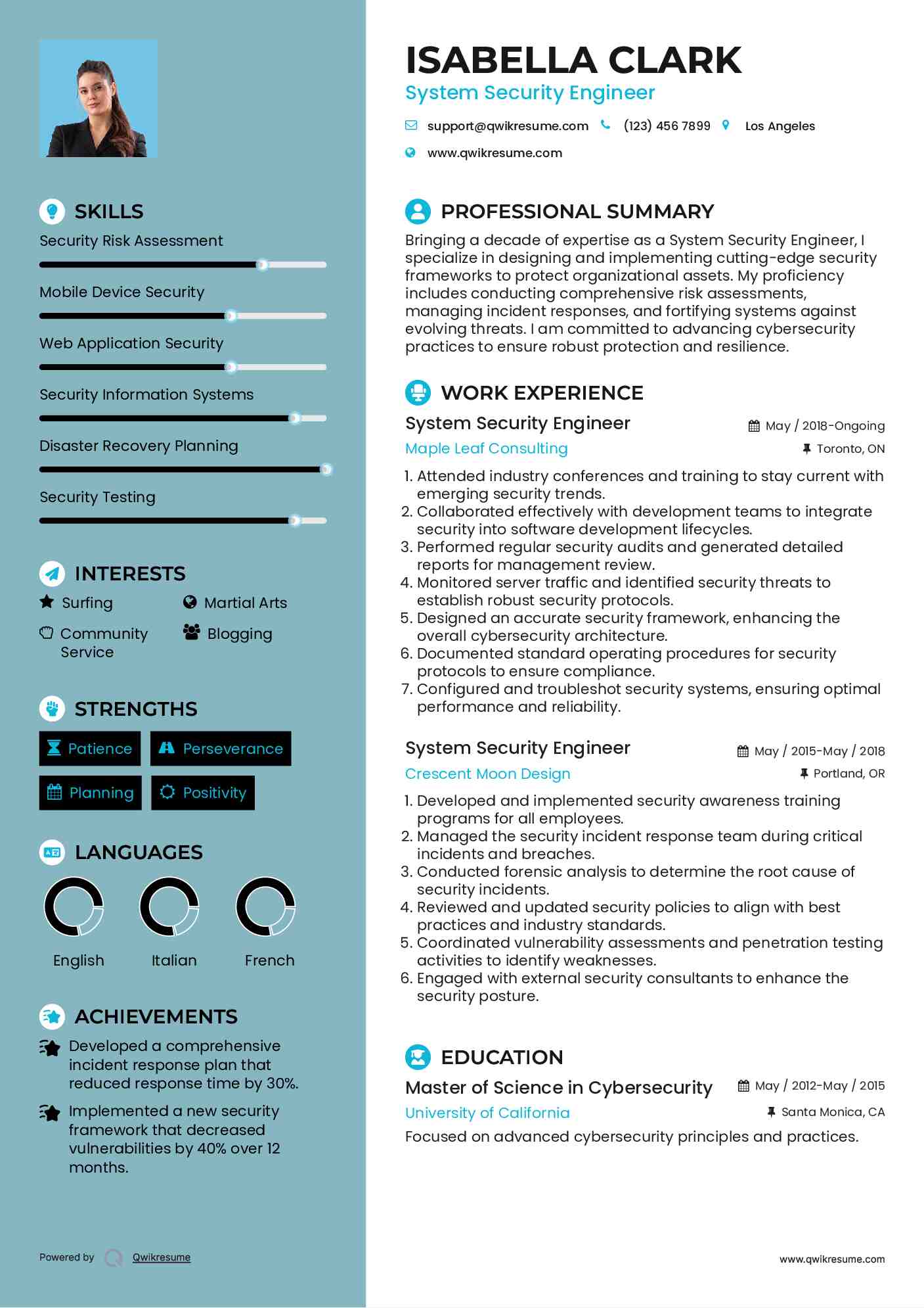 System Security Engineer Resume Format