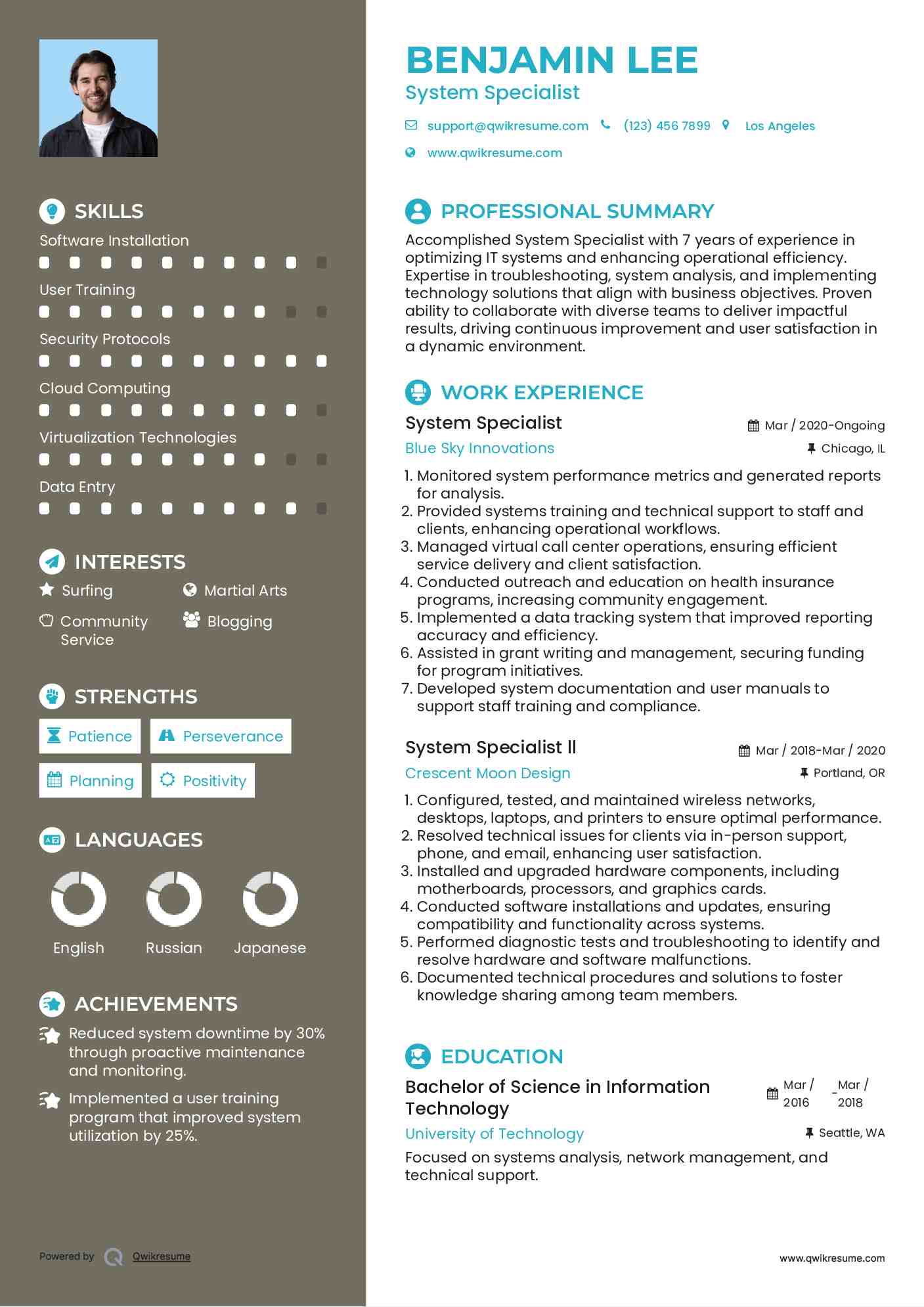 System Specialist Resume Model