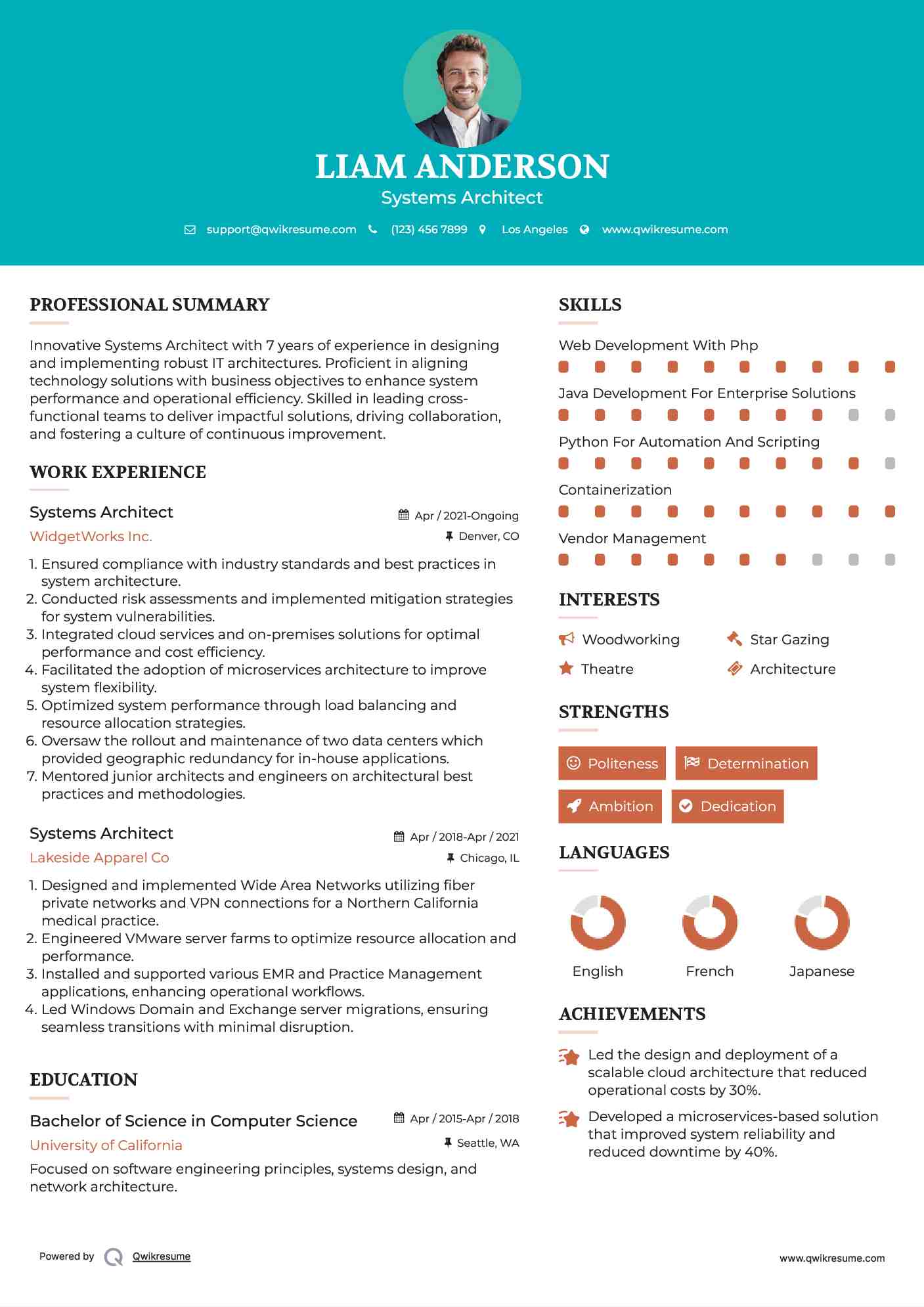 Systems Architect Resume Sample