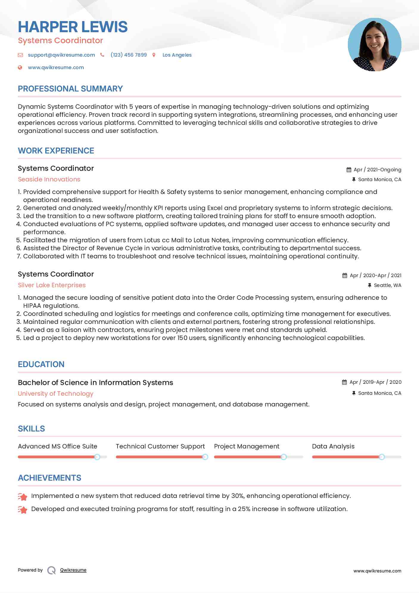 Systems Coordinator Resume Template