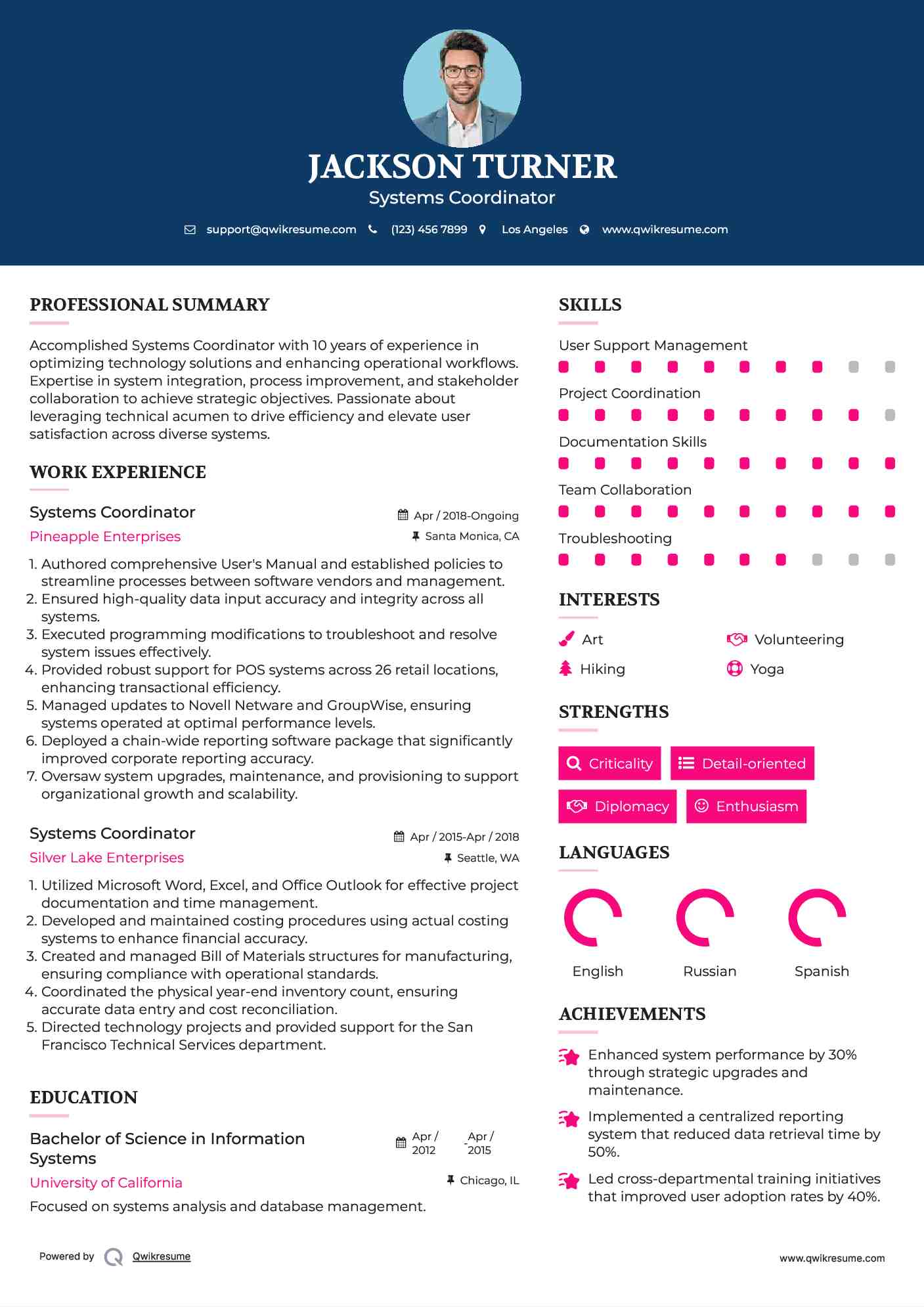 Systems Coordinator Resume Template