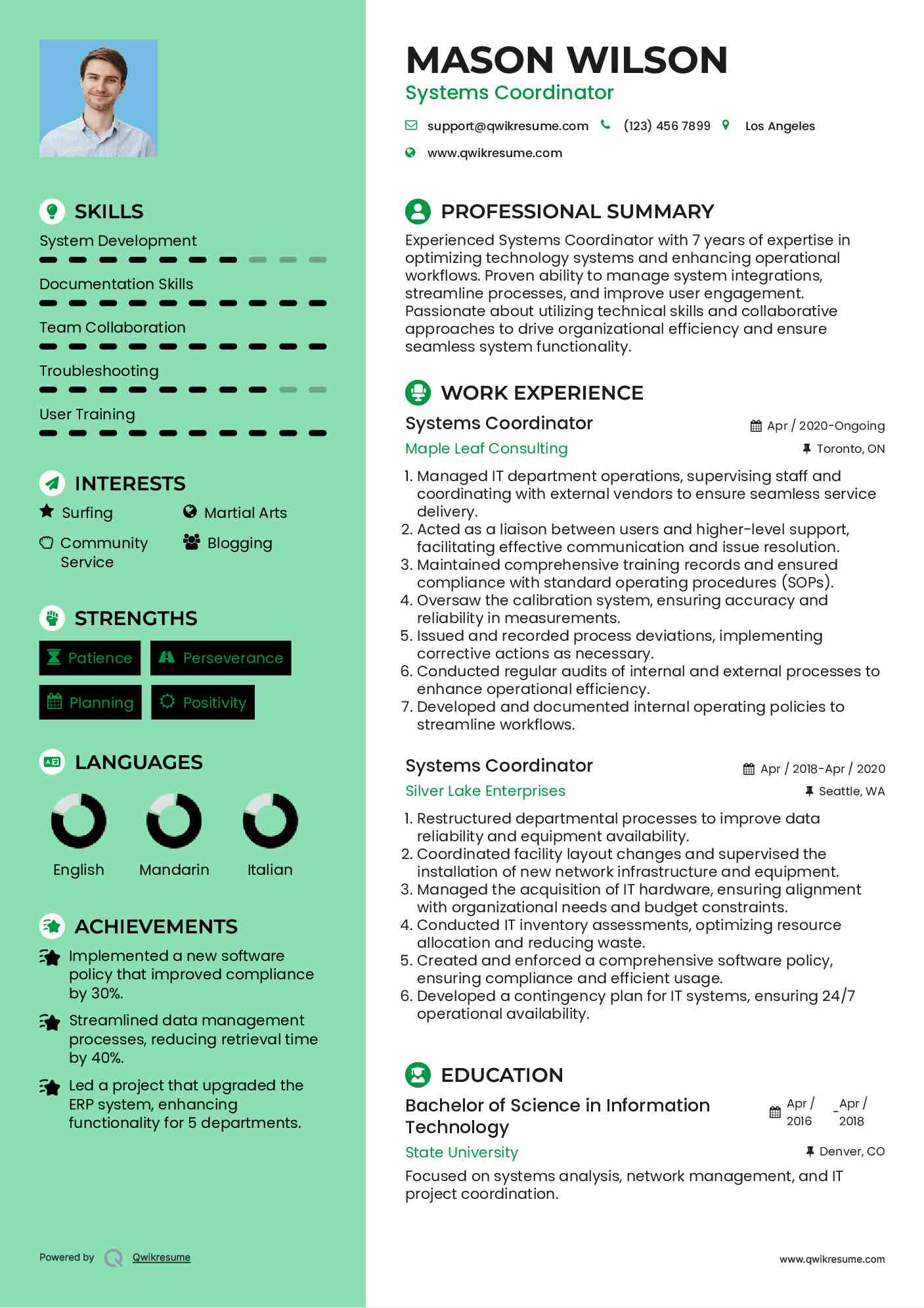 Systems Coordinator Resume Format