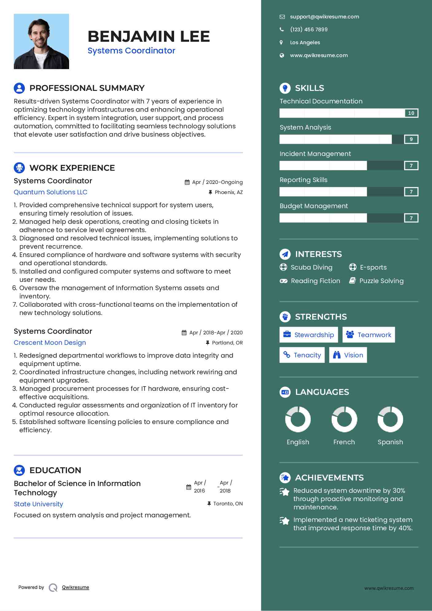 Systems Coordinator Resume Format