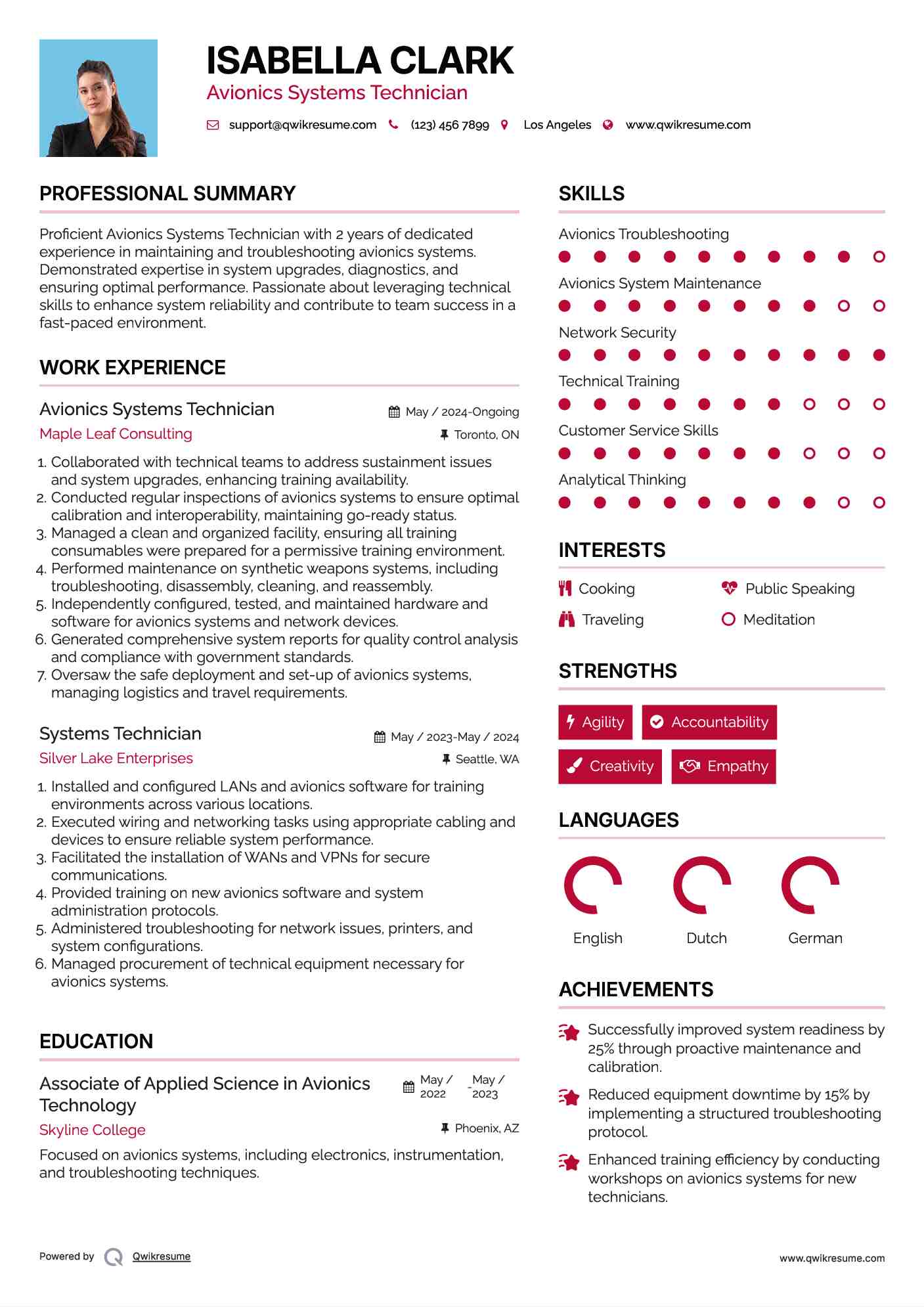 Avionics Systems Technician Resume Format