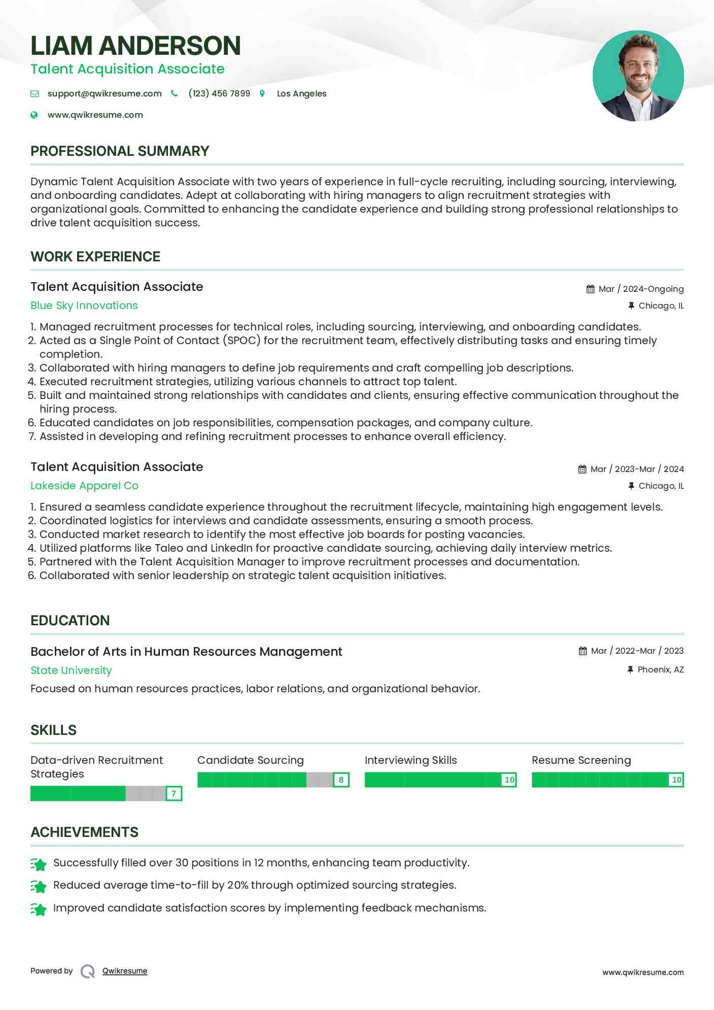 Talent Acquisition Associate Resume Format