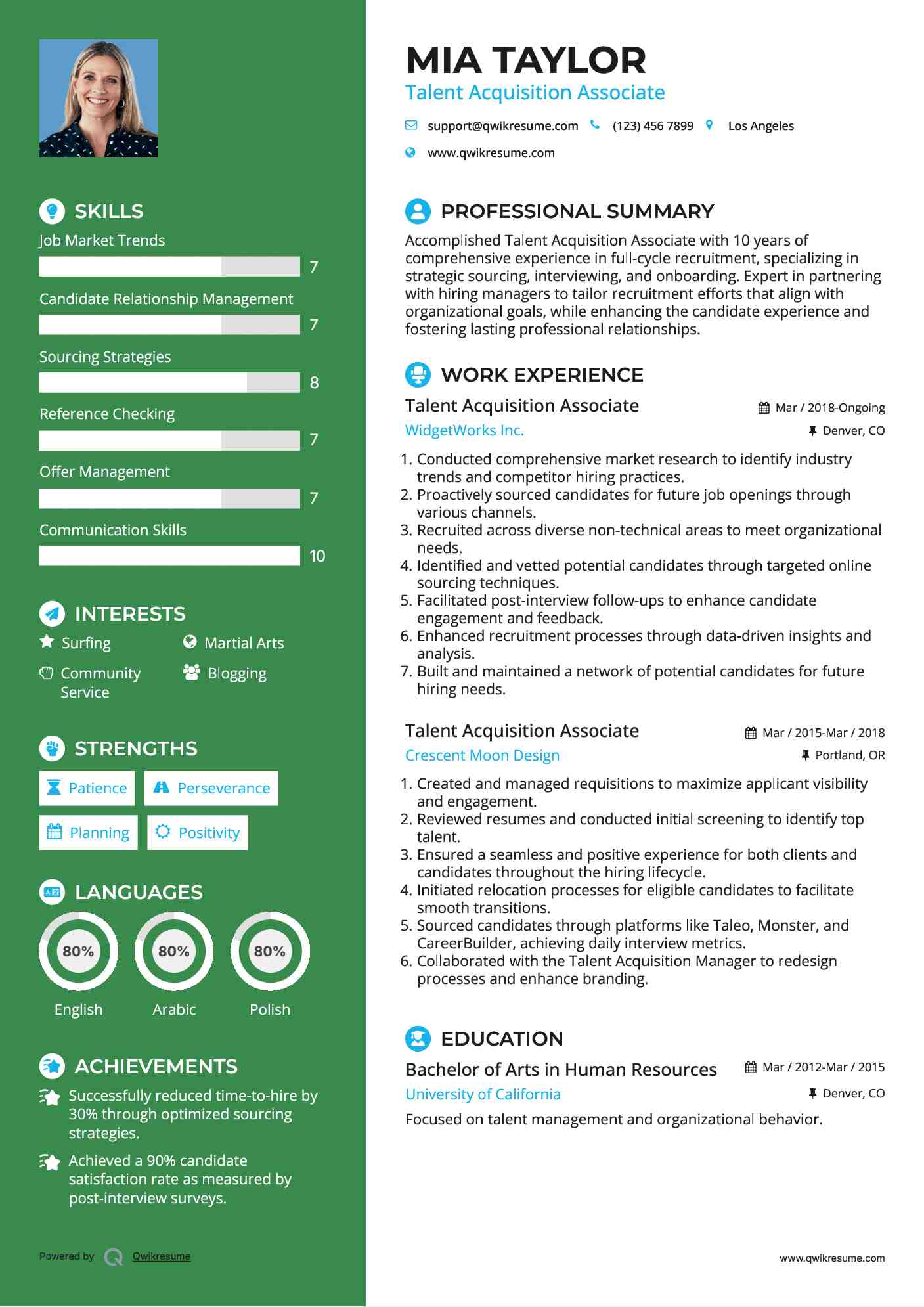 Talent Acquisition Associate Resume Format