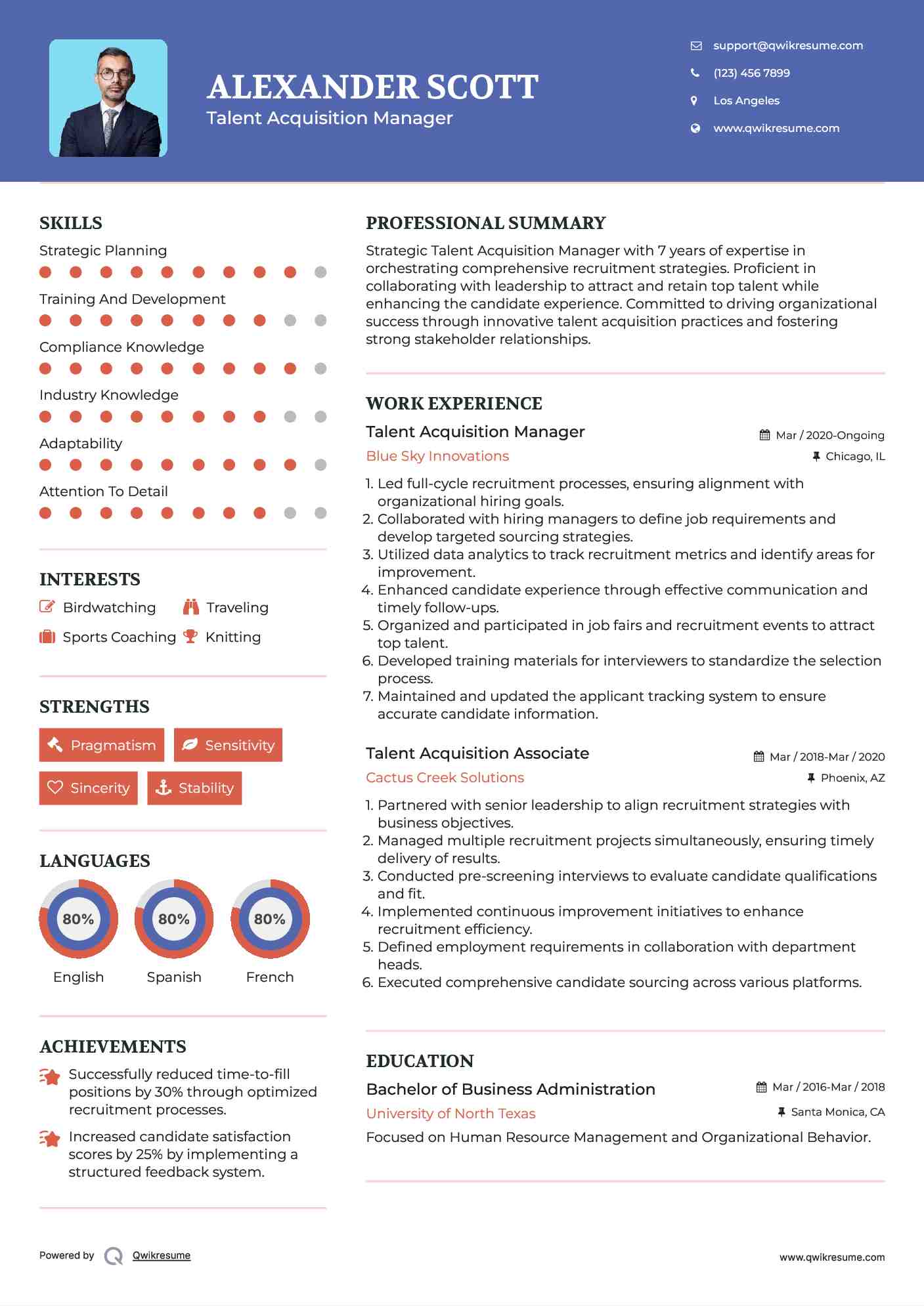 Talent Acquisition Manager Resume Model