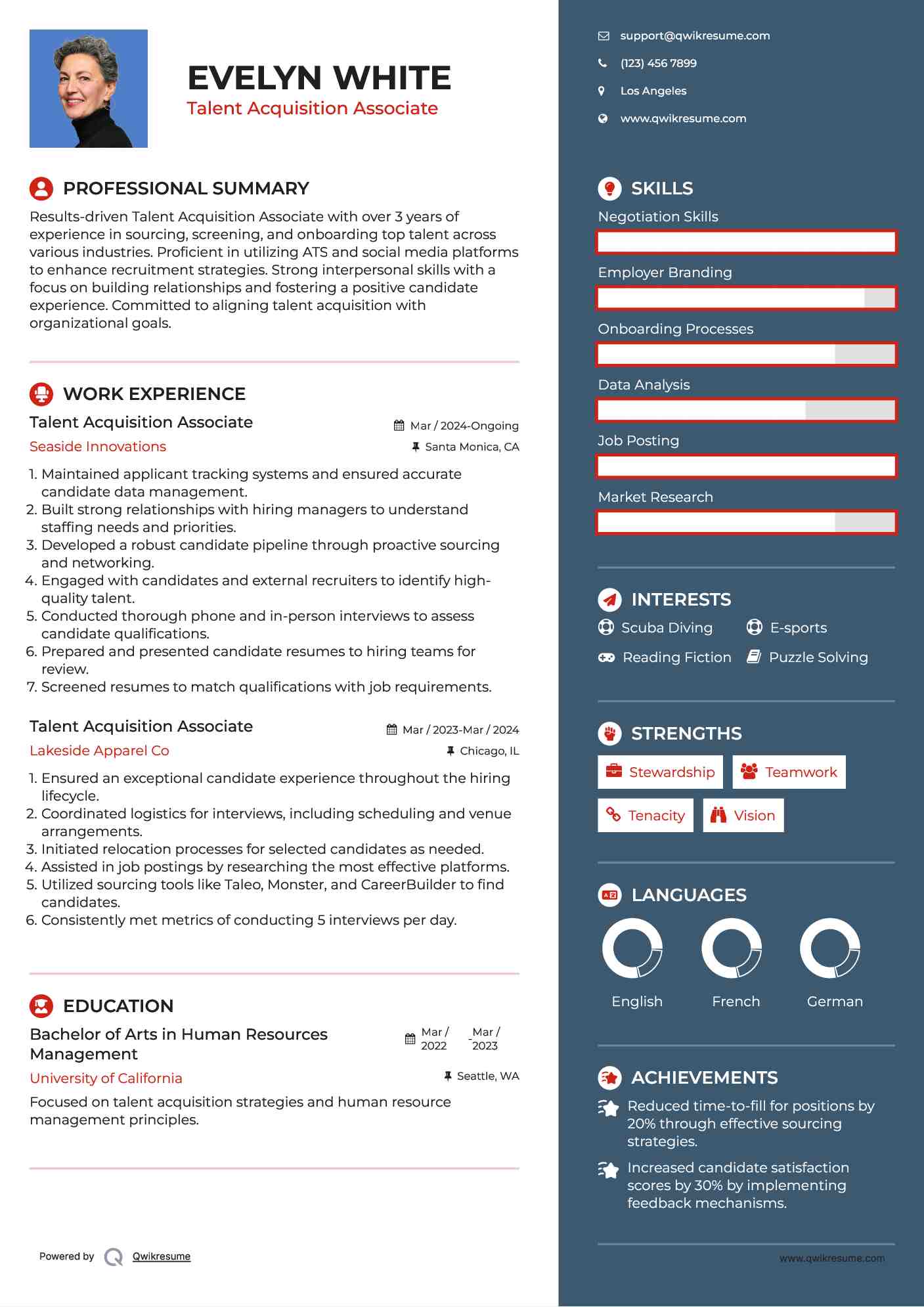 Talent Acquisition Associate Resume Sample