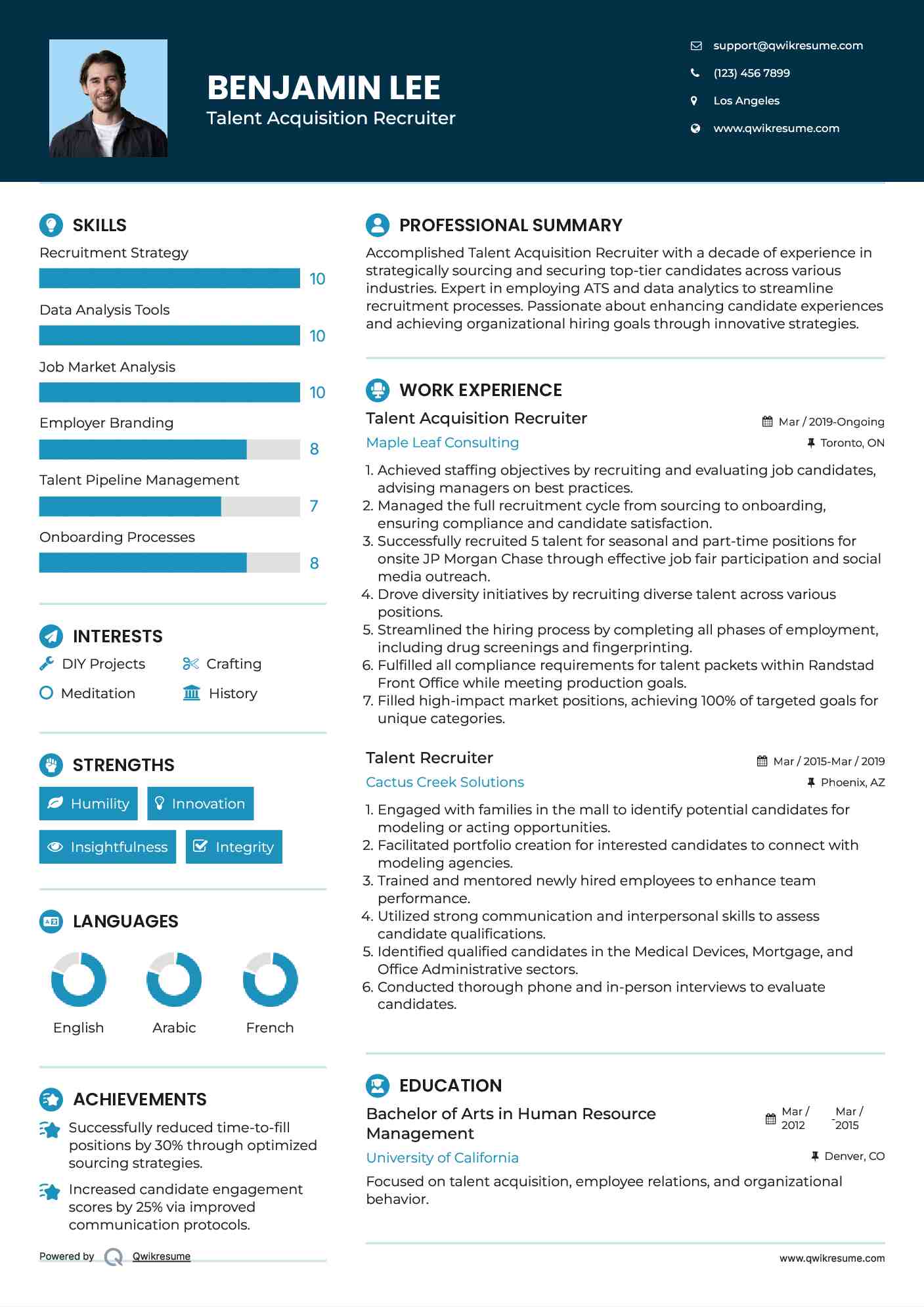 Talent Acquisition Recruiter Resume Template