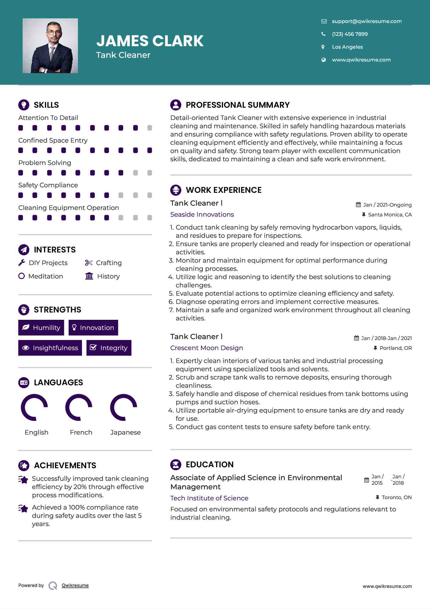 Tank Cleaner l Resume Example