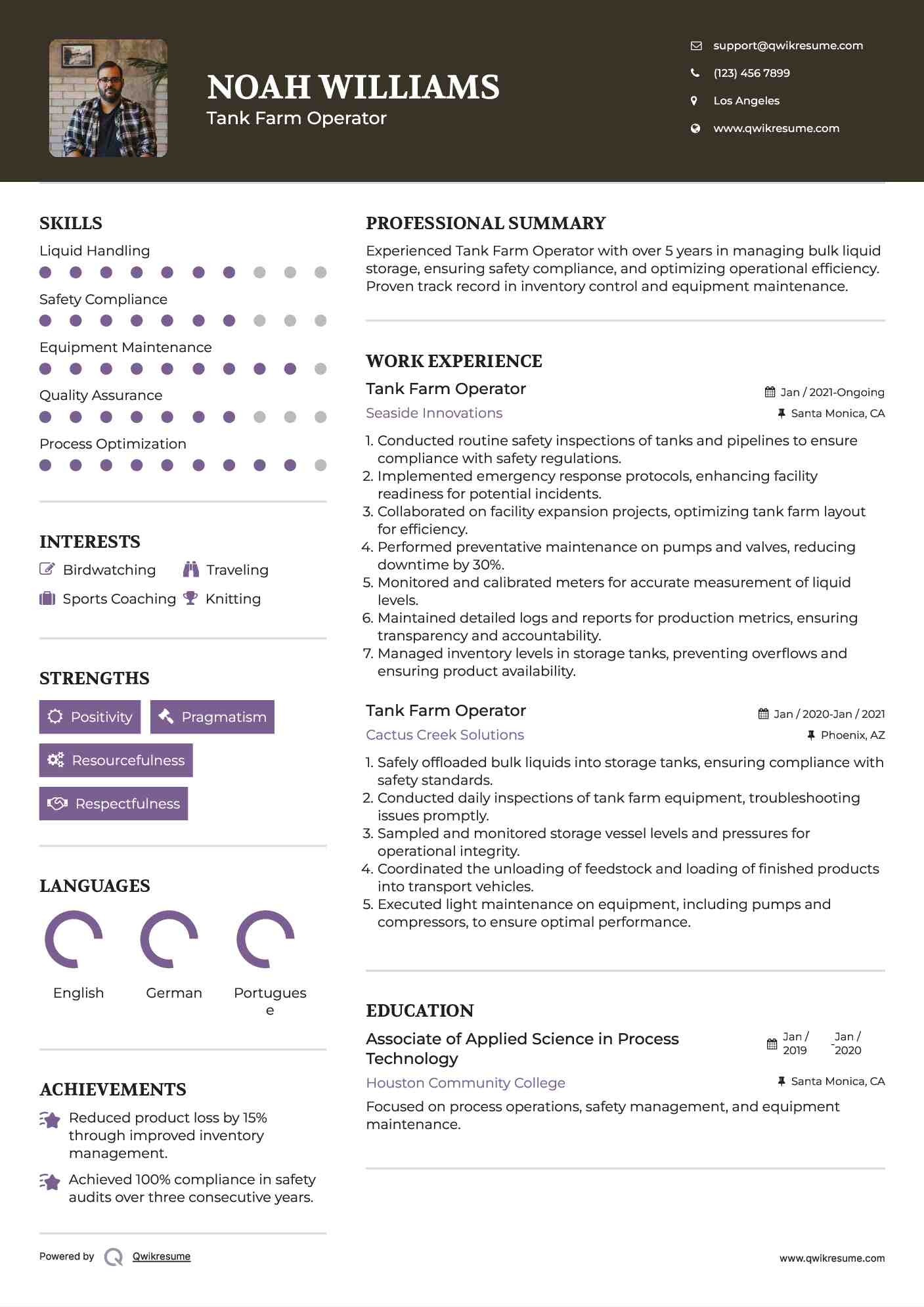 Tank Farm Operator Resume Format
