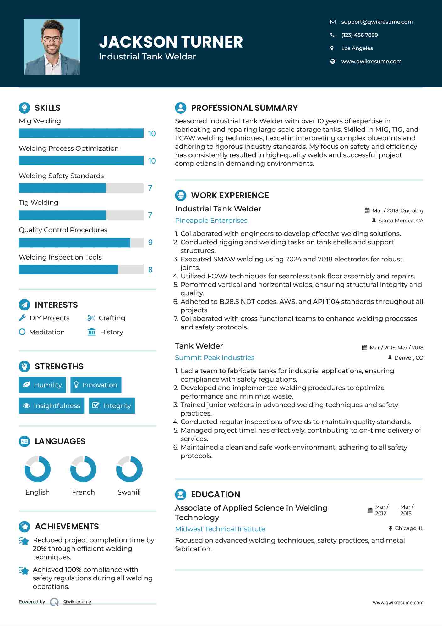 Industrial Tank Welder Resume Format