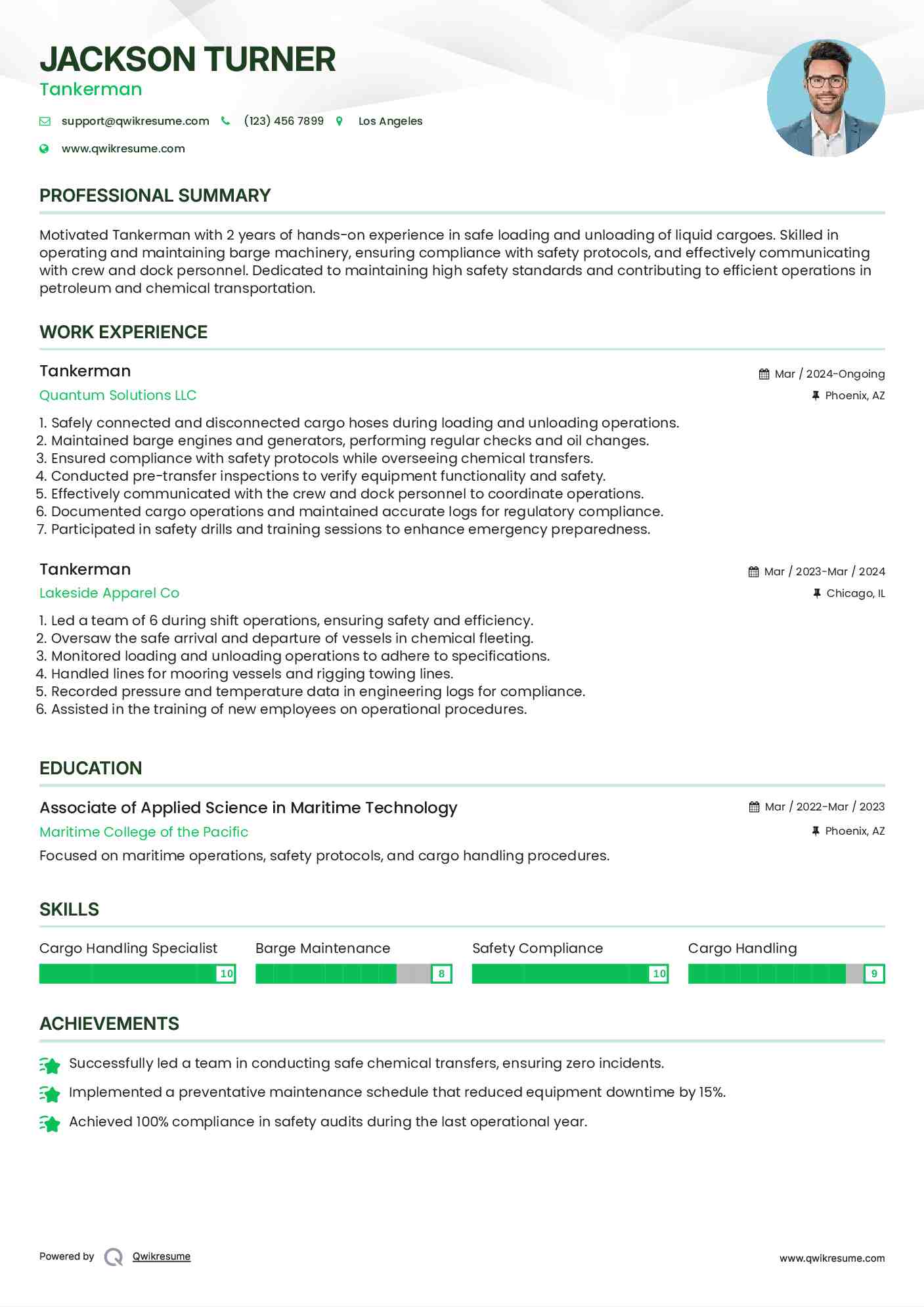 Tankerman Resume Format