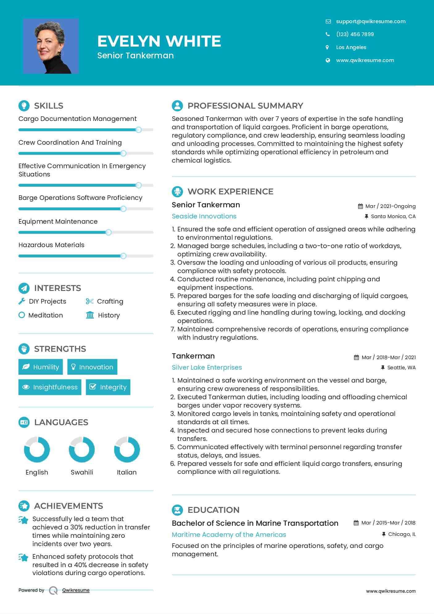 Senior Tankerman Resume Template