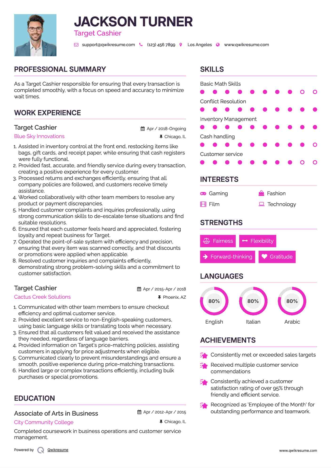 Target Cashier Resume Format