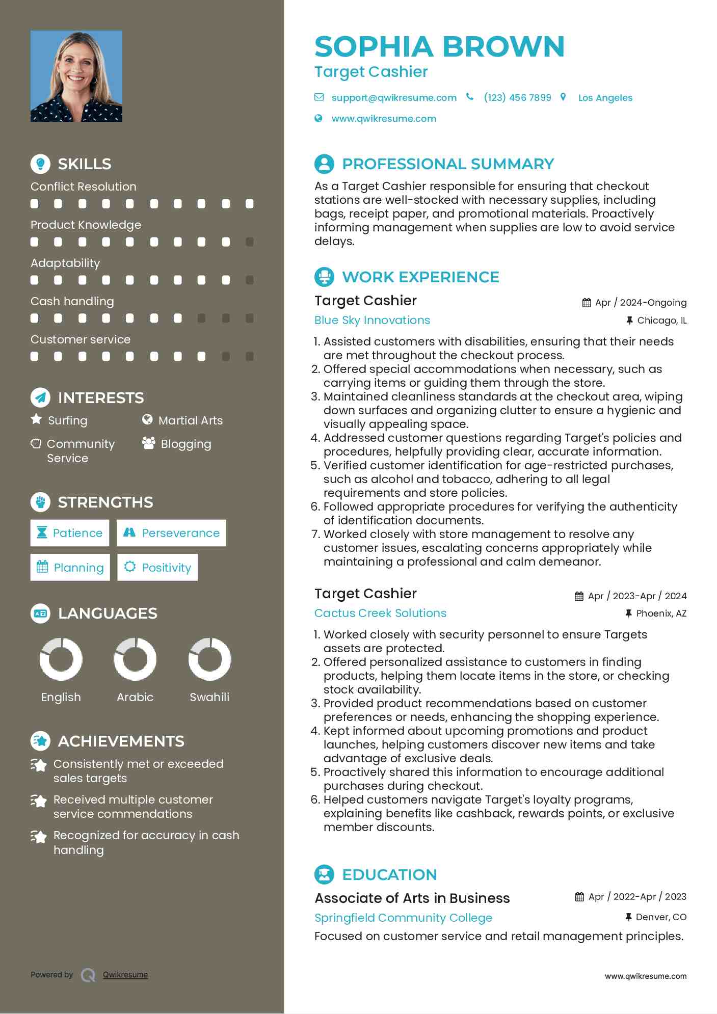 Target Cashier Resume Template
