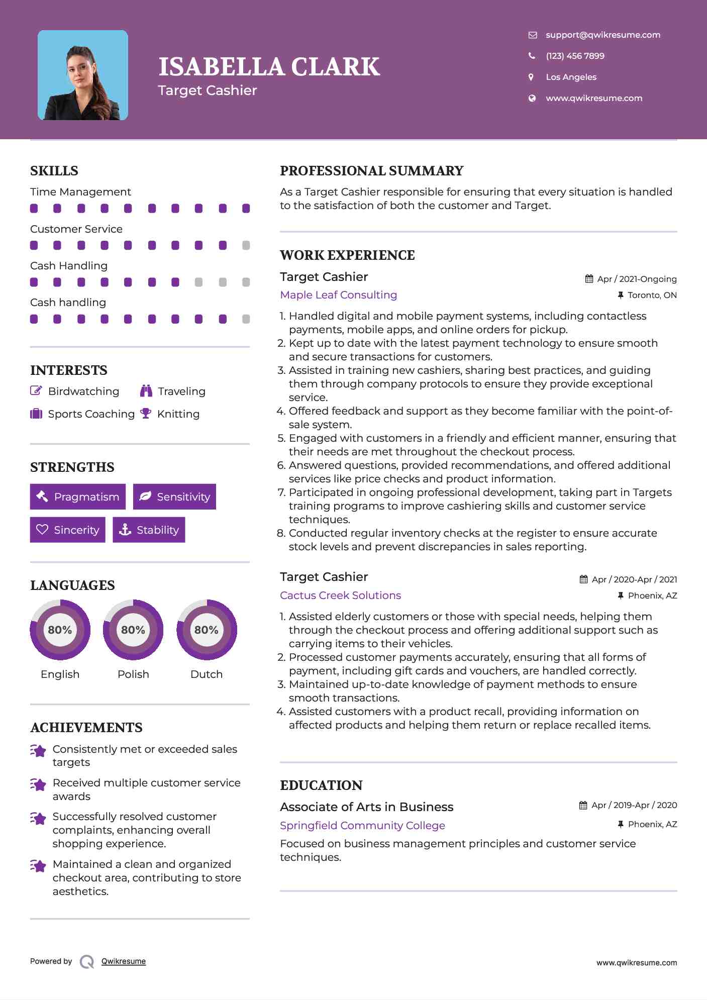 Target Cashier Resume Template