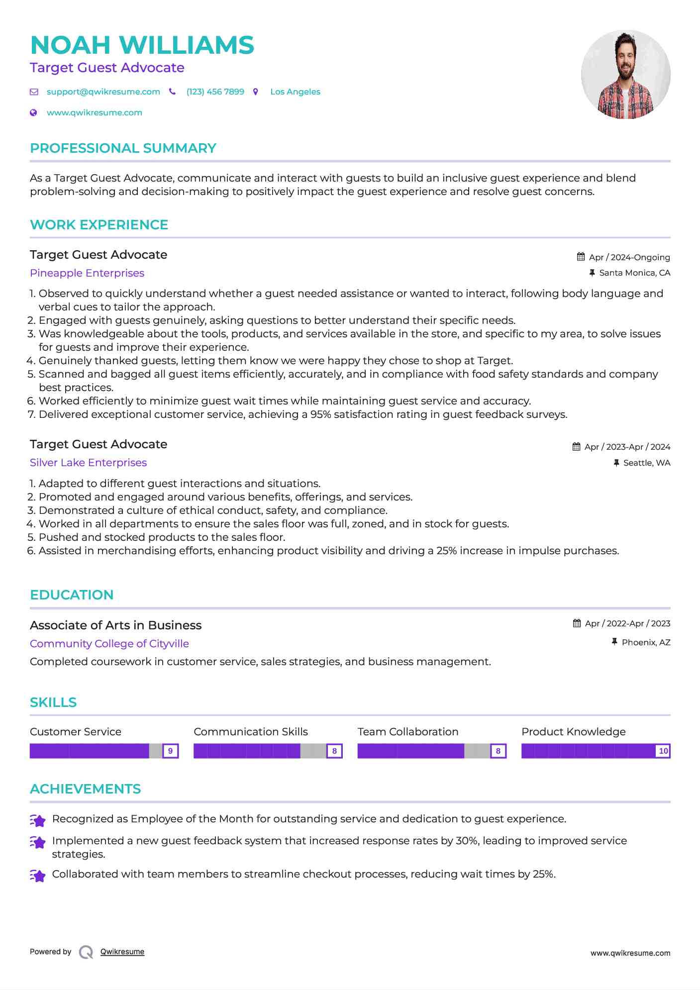 Target Guest Advocate Resume Model